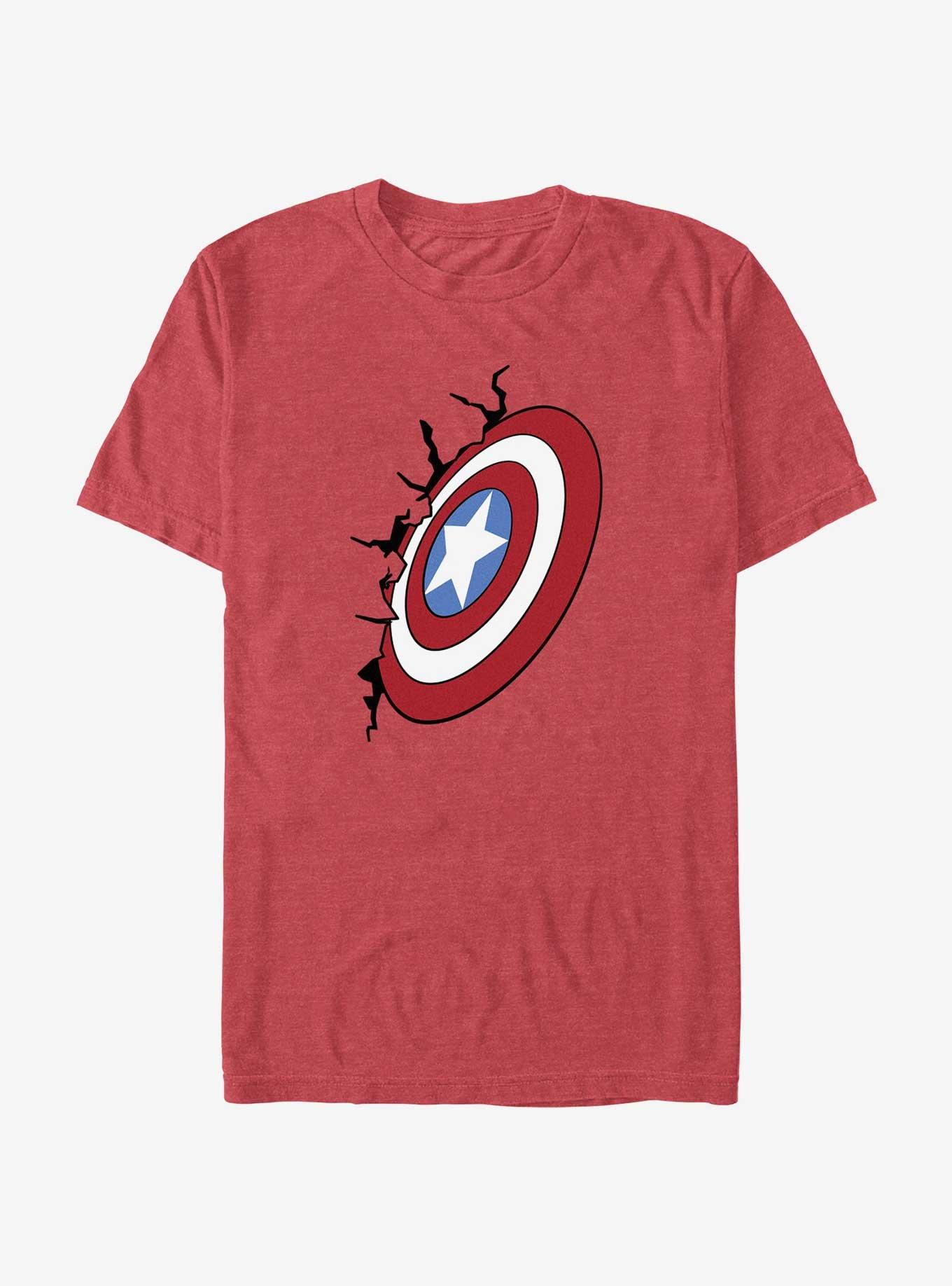 Marvel Captain America Cracked Shield T-Shirt, RED HTR, hi-res