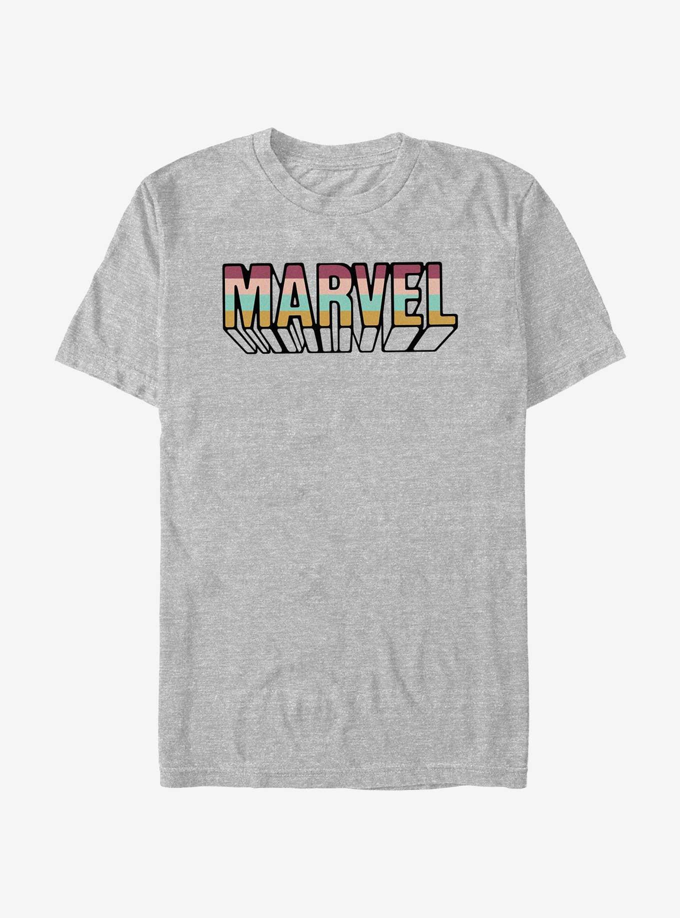 Marvel Logo 3D Rainbow T-Shirt, ATH HTR, hi-res