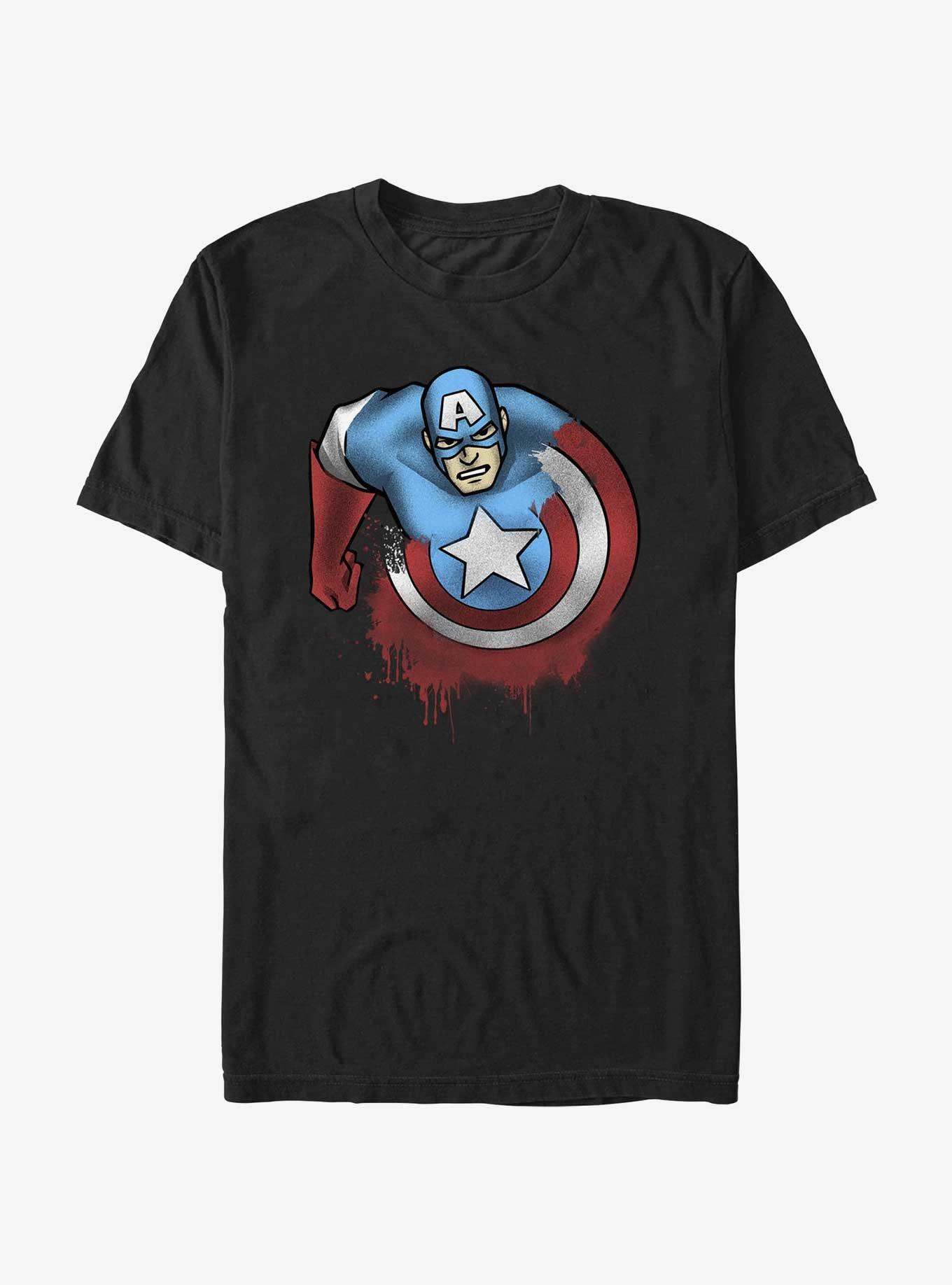 Marvel Captain America Melded Star T-Shirt, BLACK, hi-res