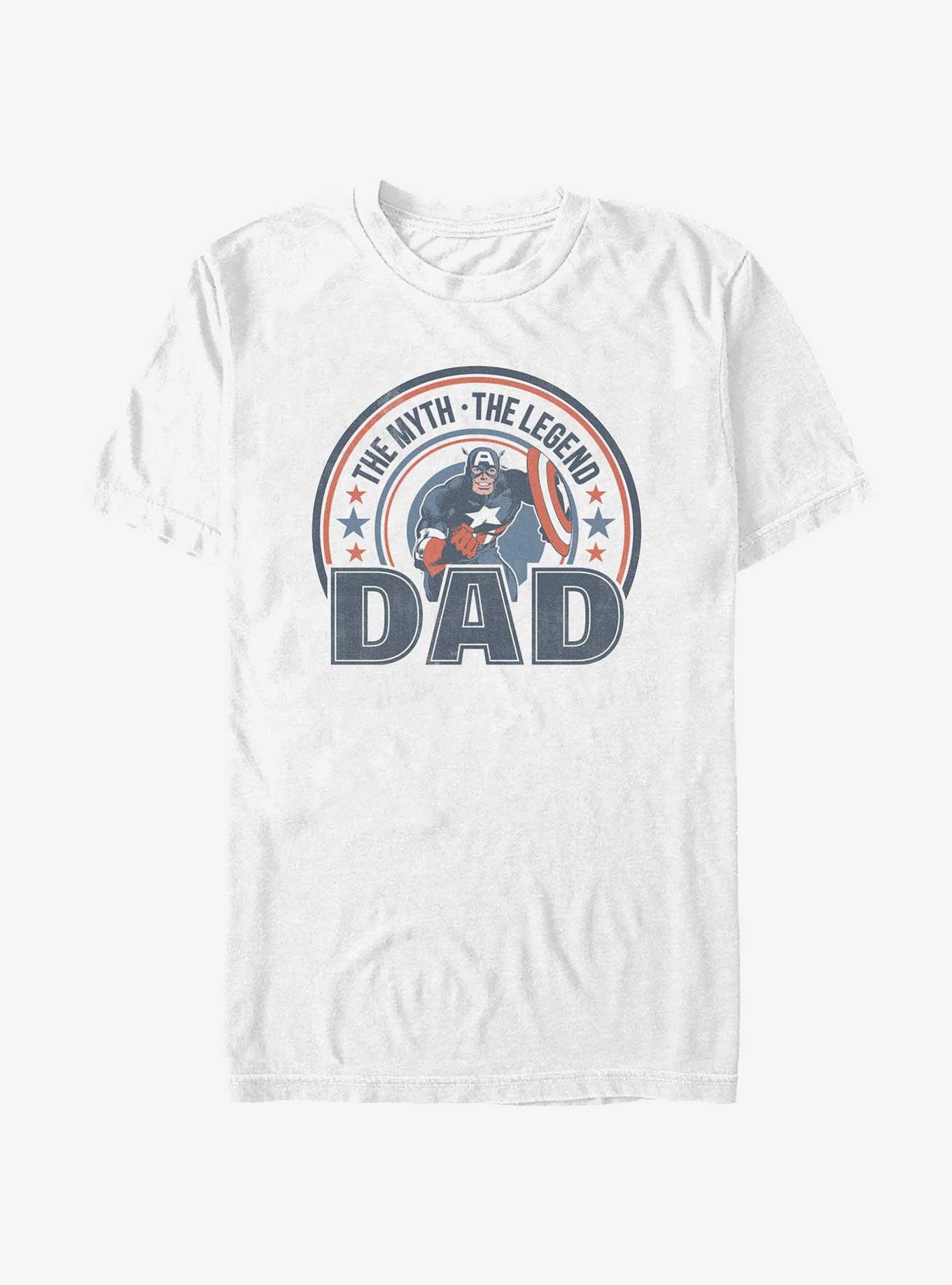 Marvel Captain America Myth Legend Dad T-Shirt, WHITE, hi-res