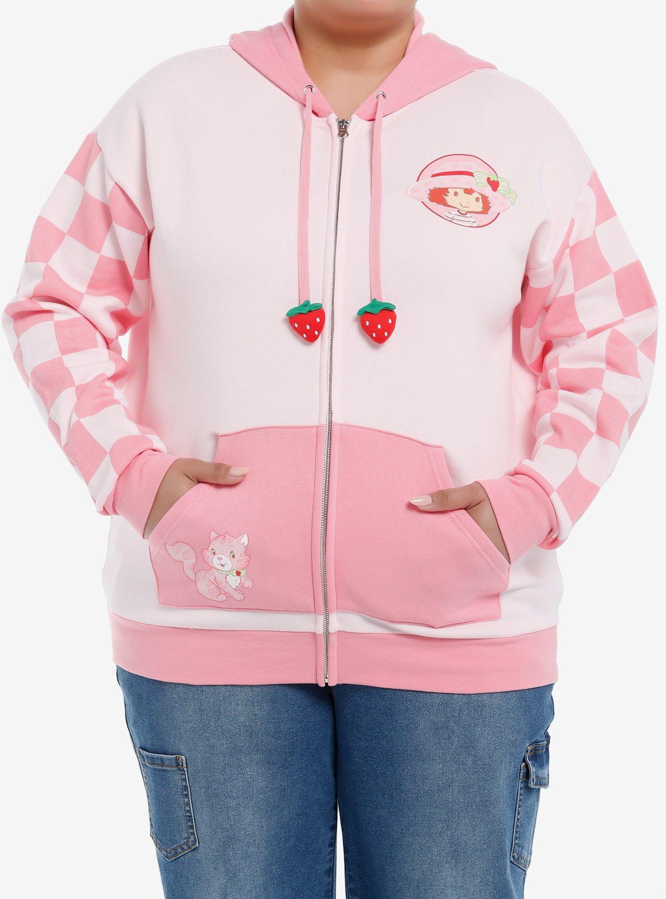 Strawberry Shortcake Checkered Color-Block Girls Hoodie Plus Size