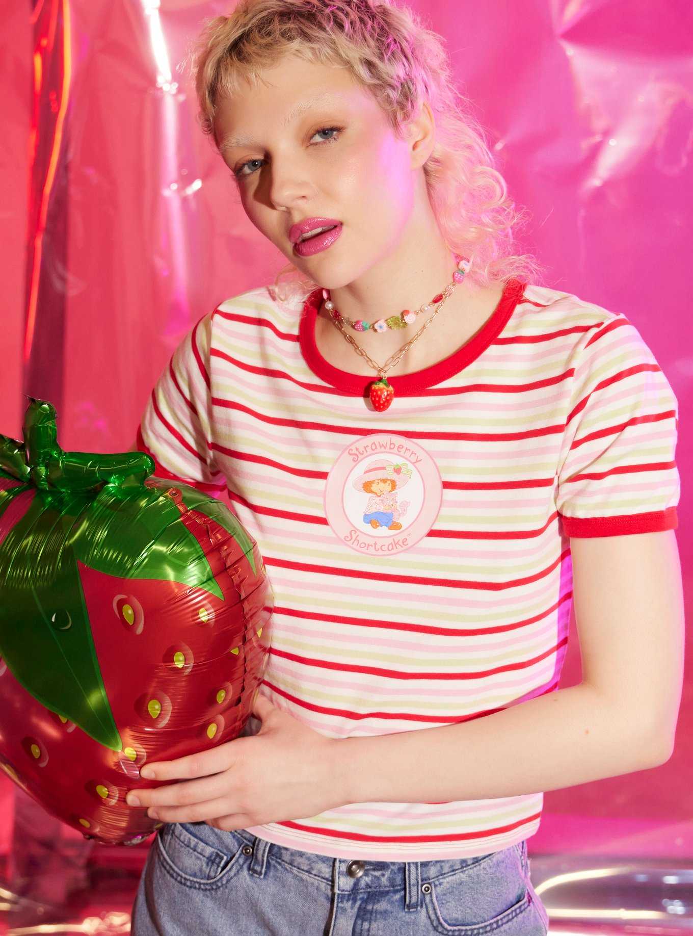 Strawberry Shortcake Stripe Girls Ringer T-Shirt, , hi-res