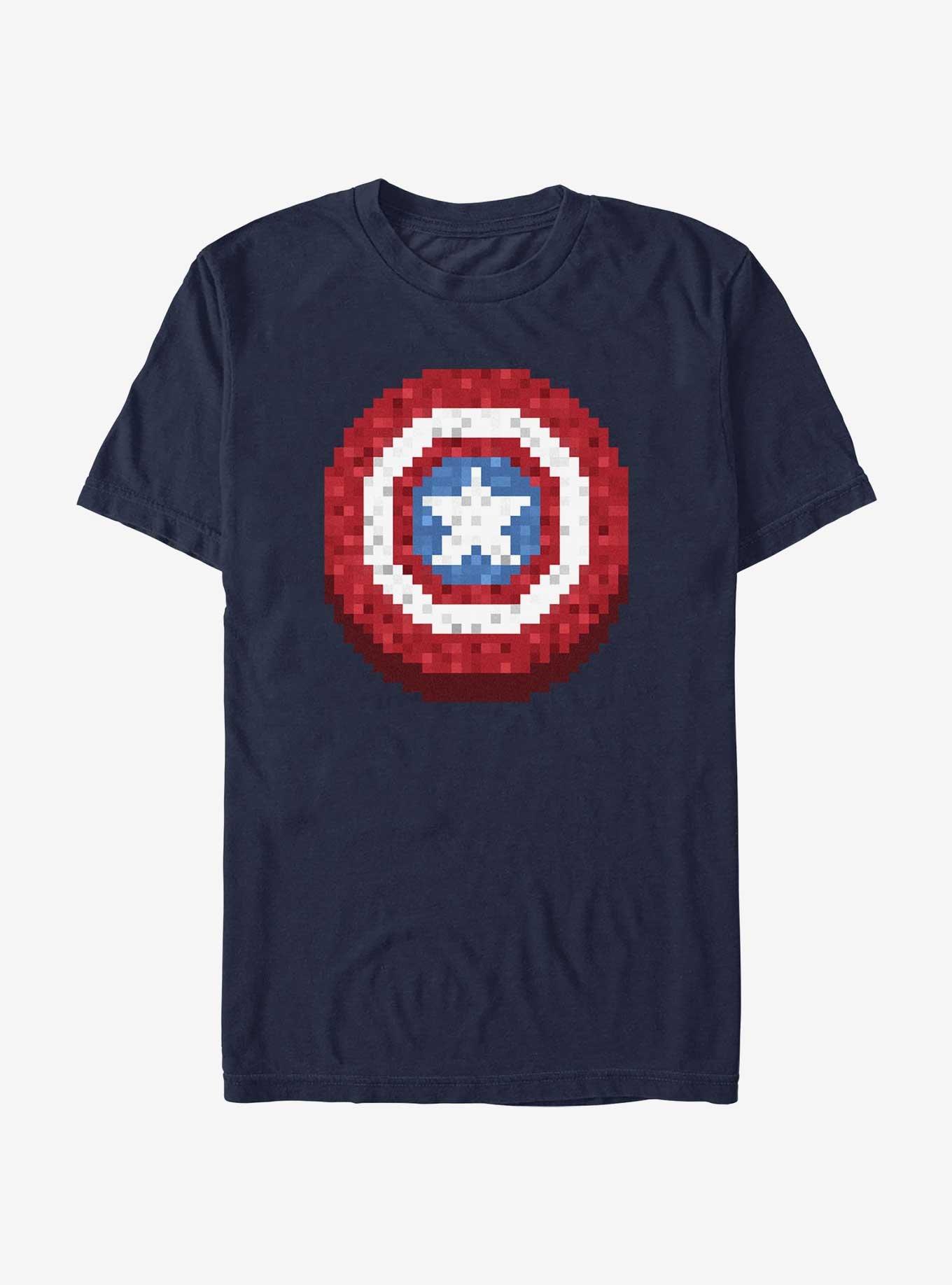 Marvel Captain America Pixelated Shield T-Shirt, NAVY, hi-res