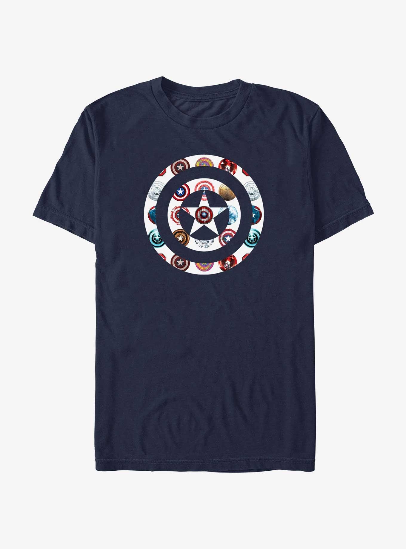 Marvel Captain America Shields Overlay T-Shirt, NAVY, hi-res