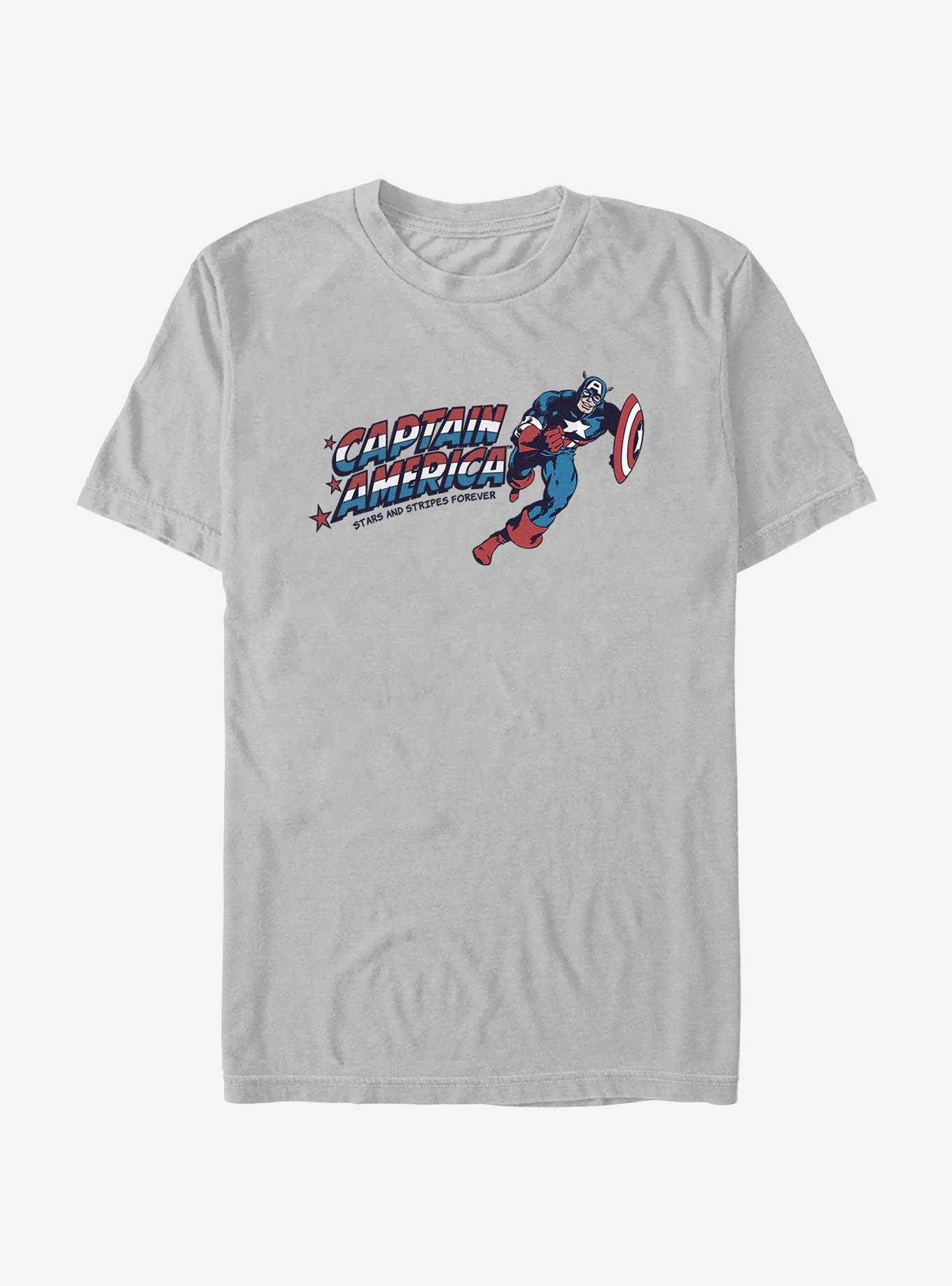 Marvel Captain America Stars And Stripes T-Shirt, SILVER, hi-res