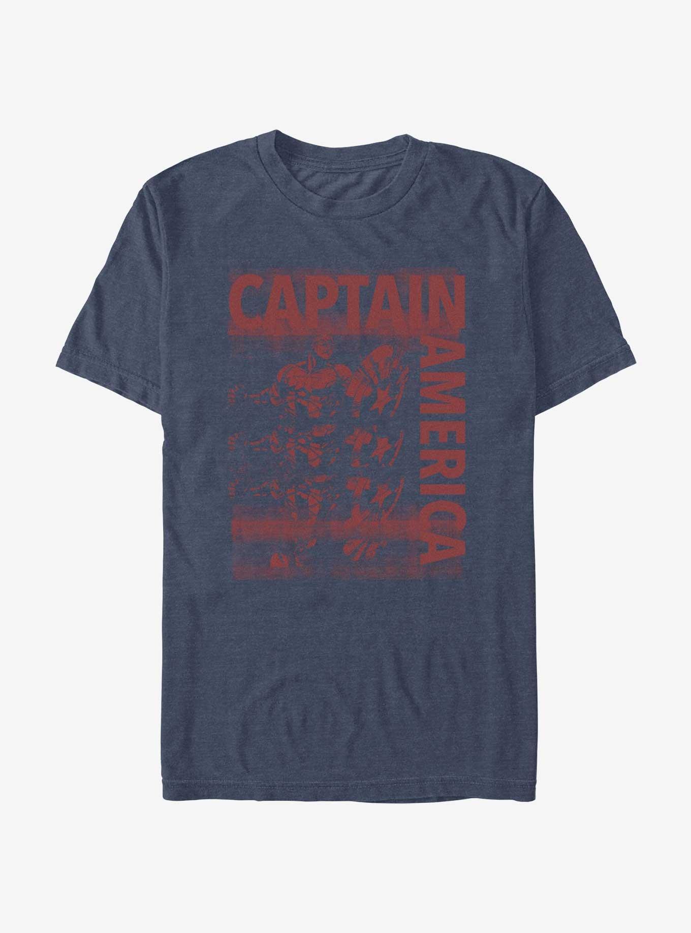 Marvel Captain America Shield Captain T-Shirt, NAVY HTR, hi-res