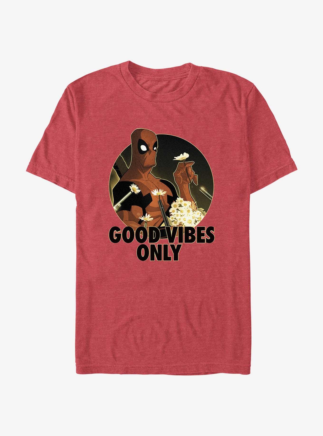 Marvel Deadpool Good Vibes Only T-Shirt, RED HTR, hi-res
