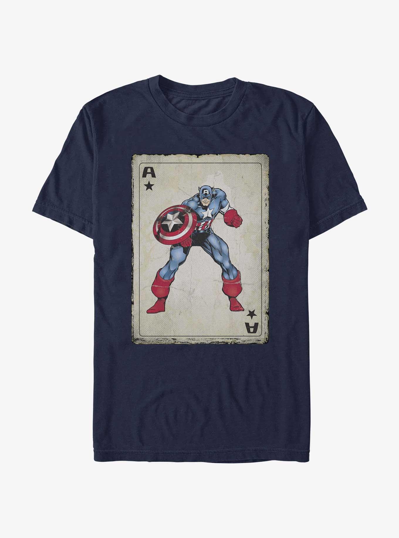Marvel Captain America Ace Card T-Shirt, NAVY, hi-res