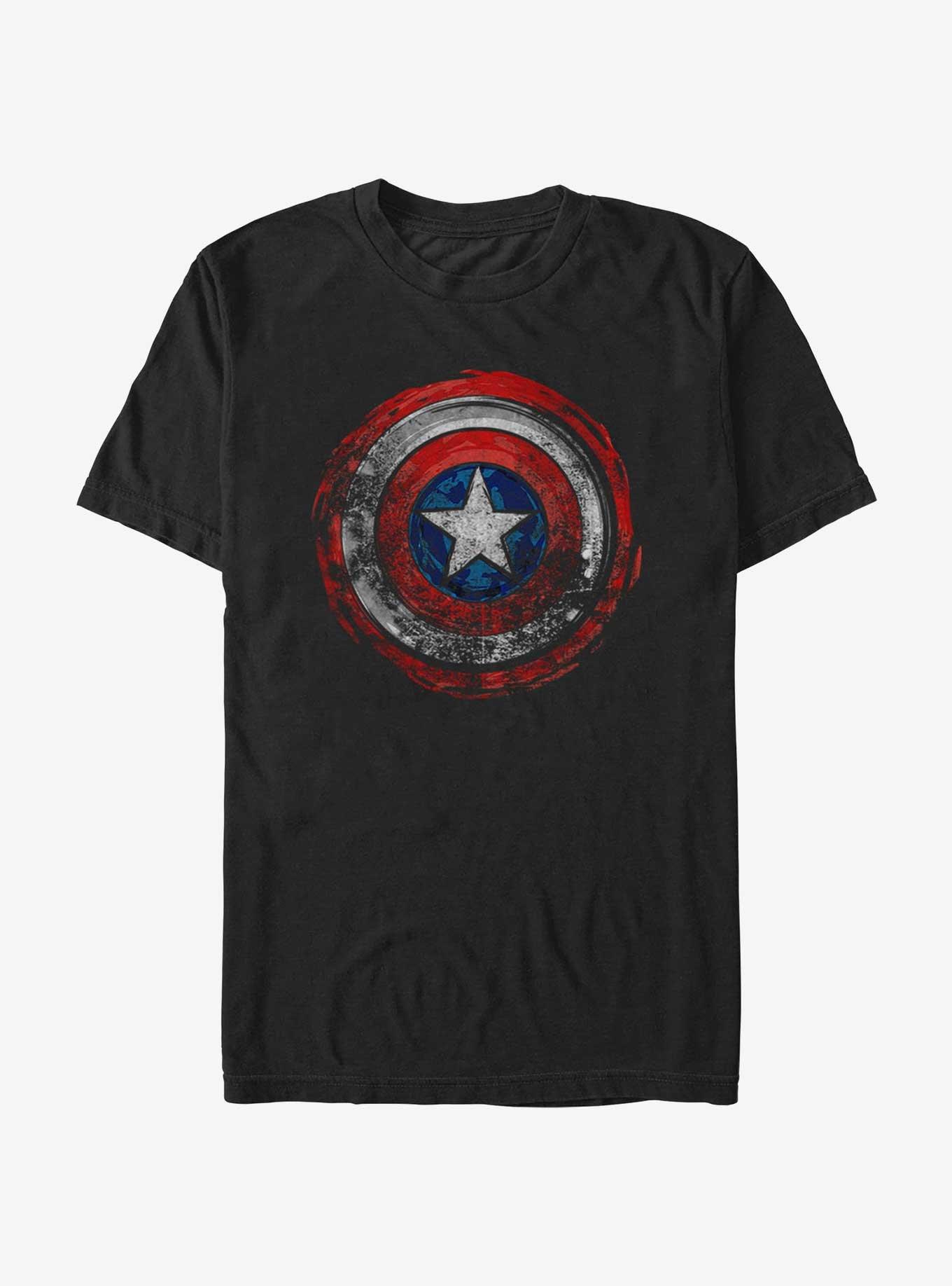 Marvel Captain America Beaten Shield T-Shirt, BLACK, hi-res