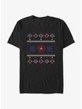 Marvel Captain America Snowflakes Ugly Christmas T-Shirt, BLACK, hi-res