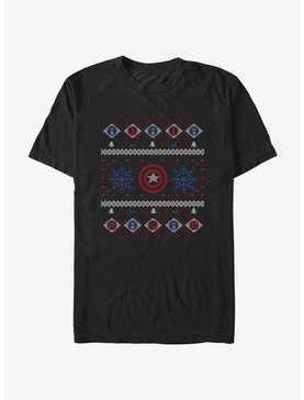 Marvel Captain America Snowflakes Ugly Christmas T-Shirt, , hi-res