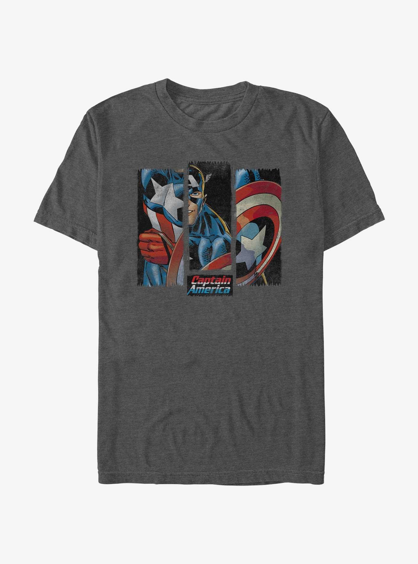 Marvel Captain America Captain Panels T-Shirt, CHAR HTR, hi-res