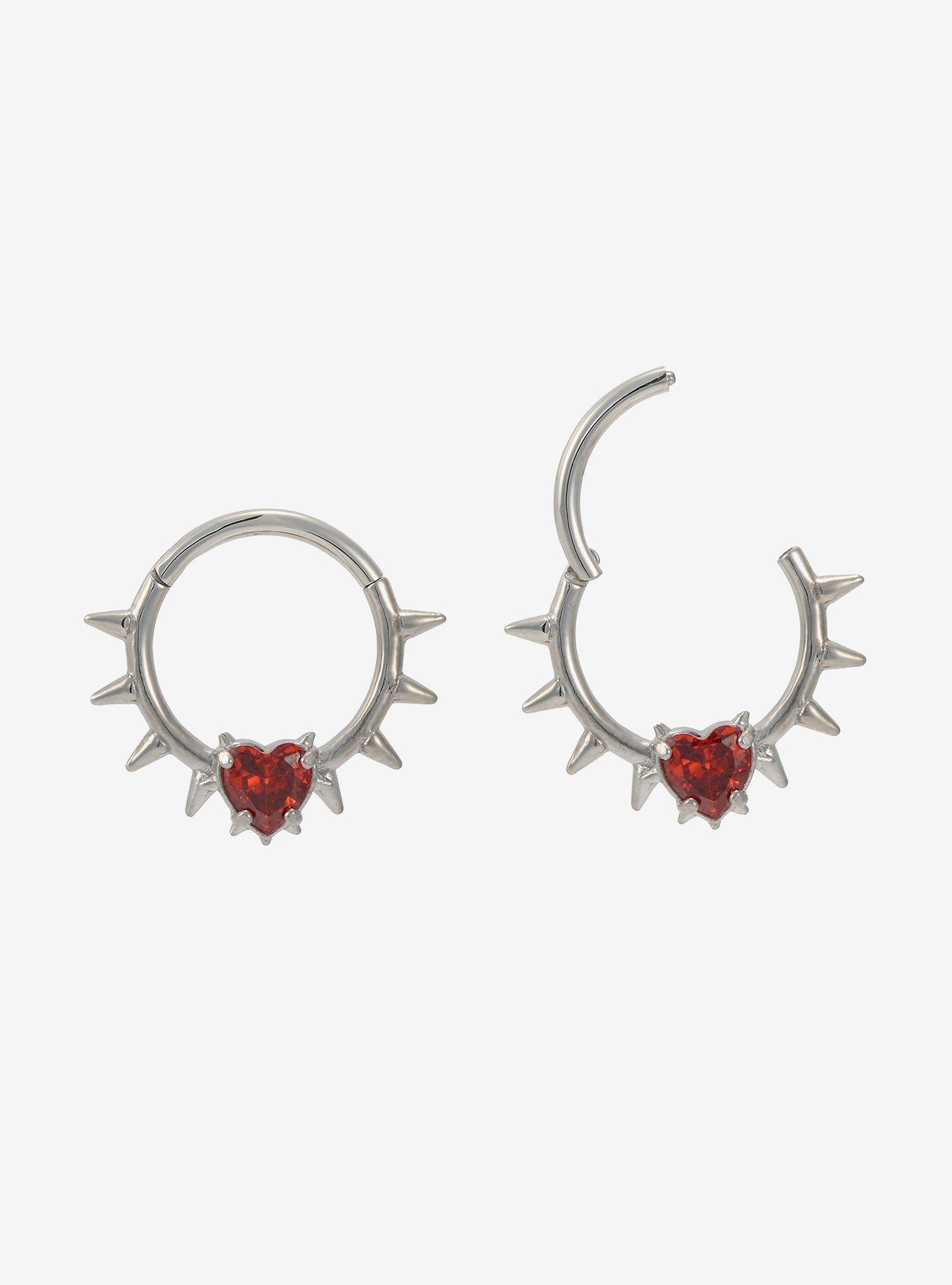 16G Steel Spike Heart Hinged Clicker 2 Pack, , hi-res