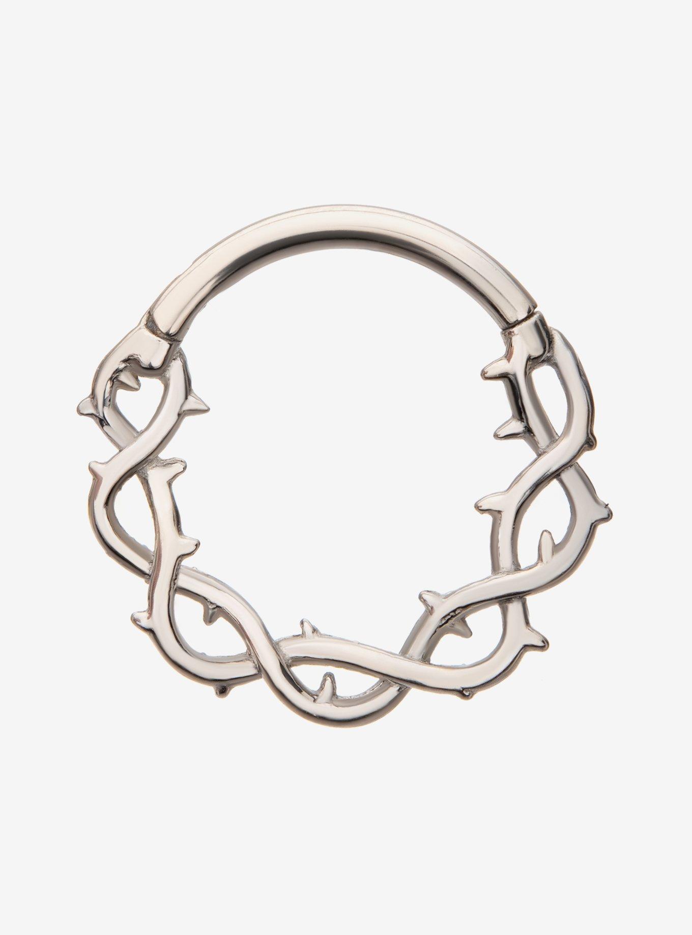16G Steel Silver Thorn Vine Hinged Clicker, MULTI, hi-res