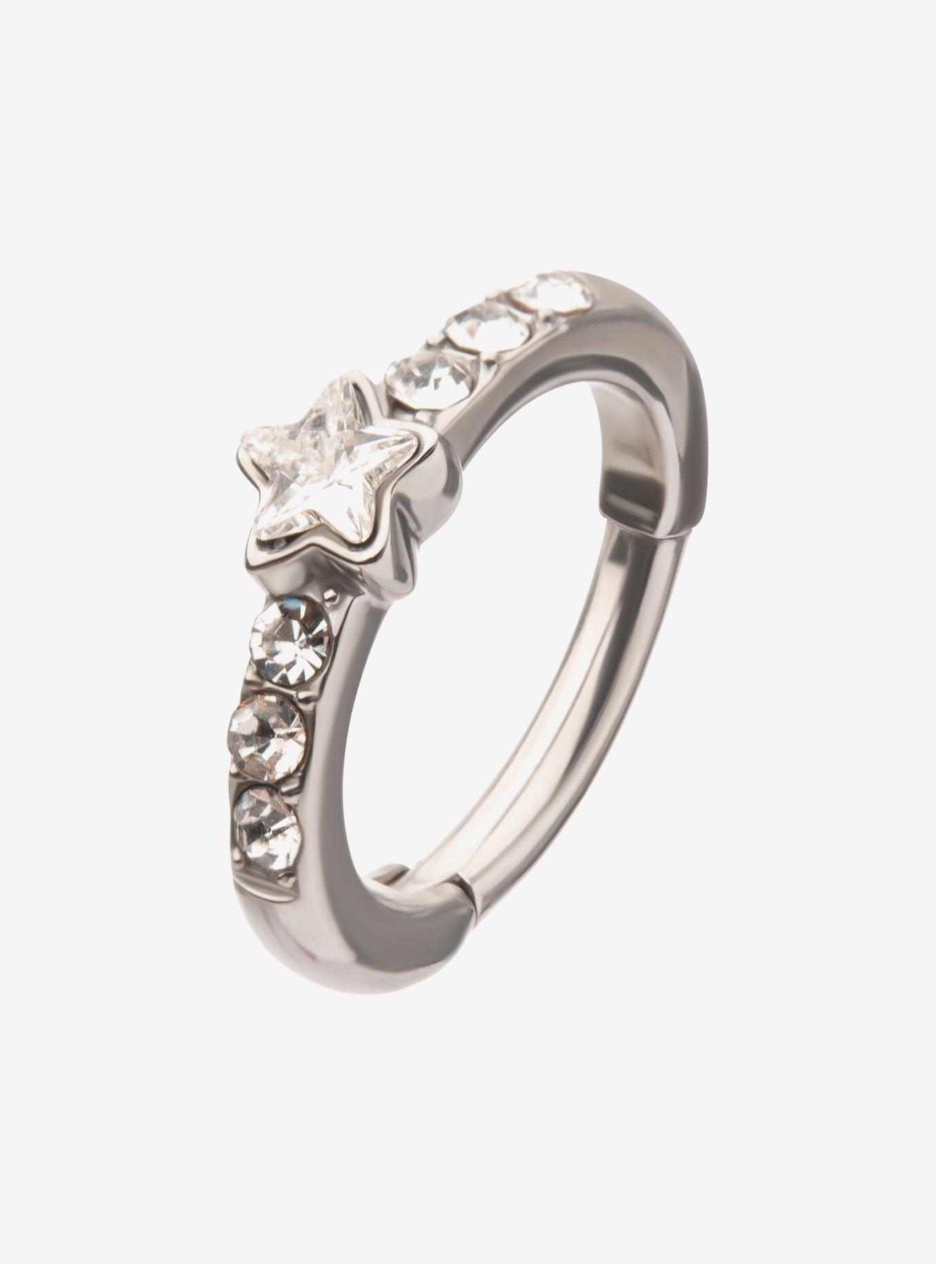 14G Steel Star CZ Hinged Clicker, , hi-res