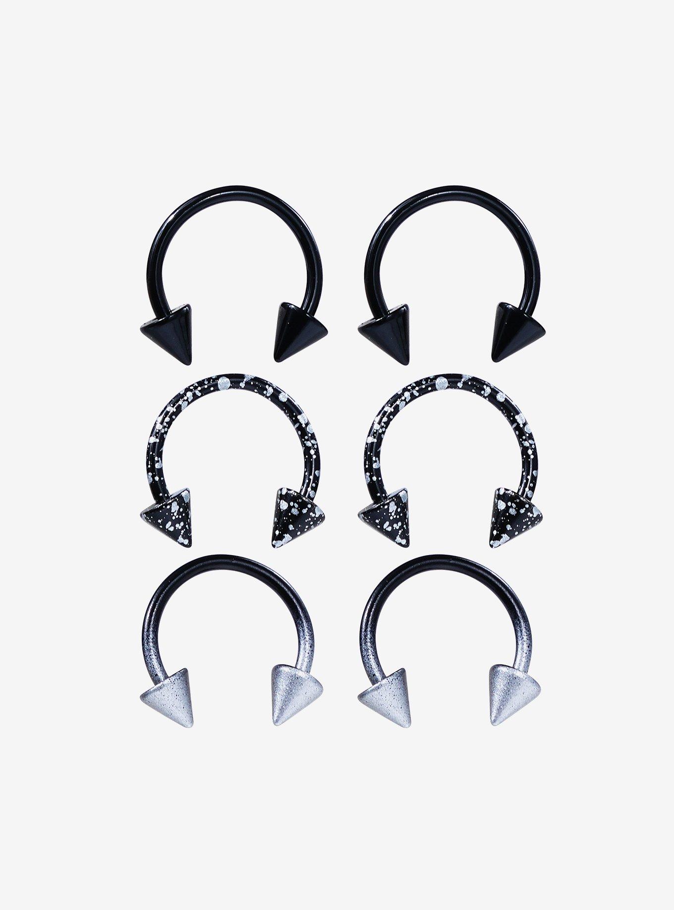 Steel Black & Silver Splatter Circular Barbell 6 Pack, , hi-res