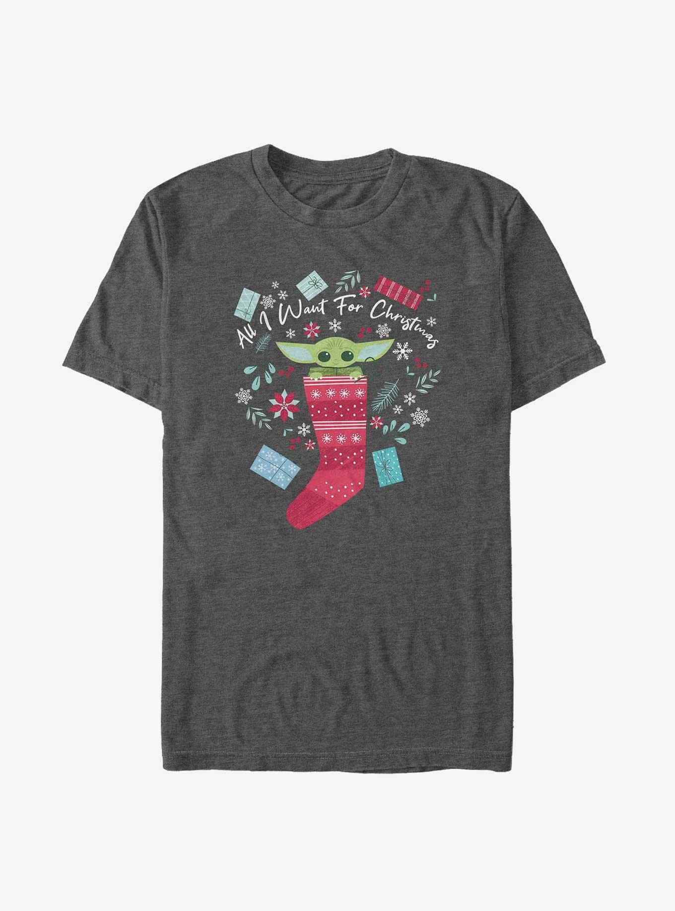 Star Wars The Mandalorian The Child All I Want For Christmas Big & Tall T-Shirt, CHAR HTR, hi-res