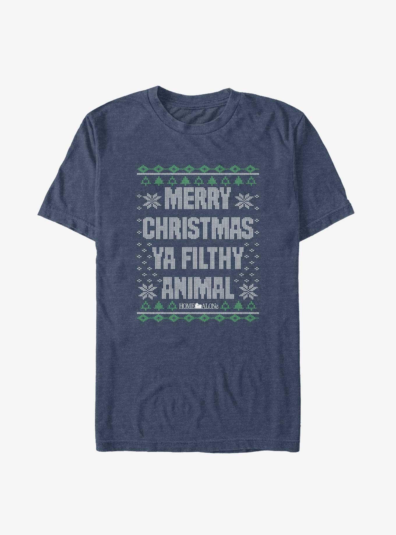 Home Alone Merry Christmas Filthy Animal Ugly Big & Tall T-Shirt, NAVY HTR, hi-res