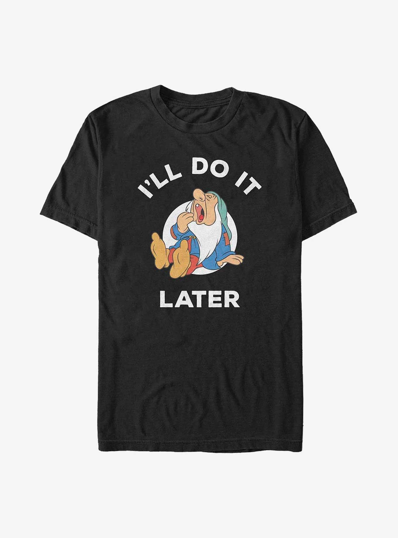 Disney Snow White and the Seven Dwarfs Sleepy Do It Later Big & Tall T-Shirt, BLACK, hi-res