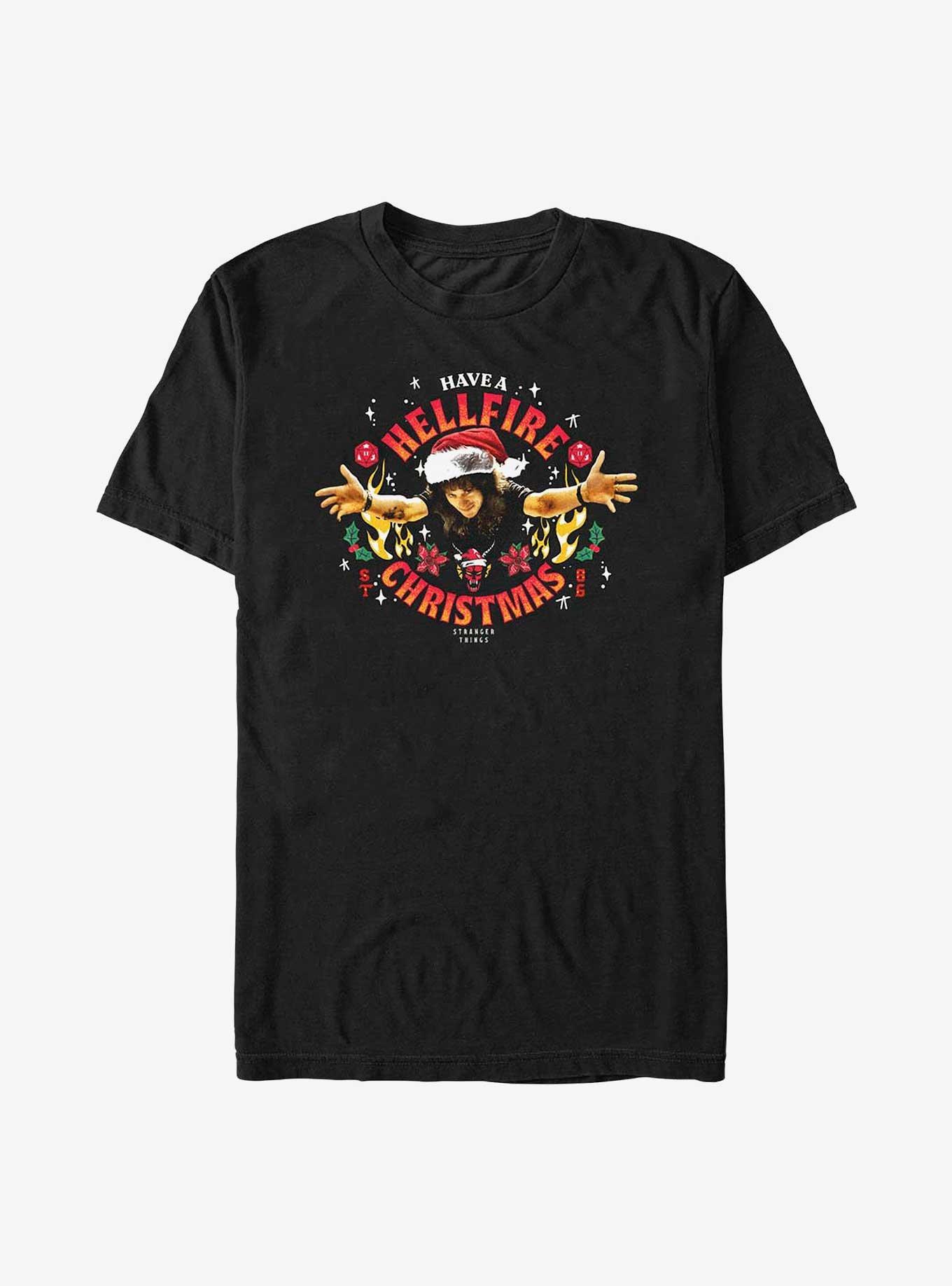 Stranger Things Hellfire Christmas Santa Eddie Big & Tall T-Shirt, BLACK, hi-res