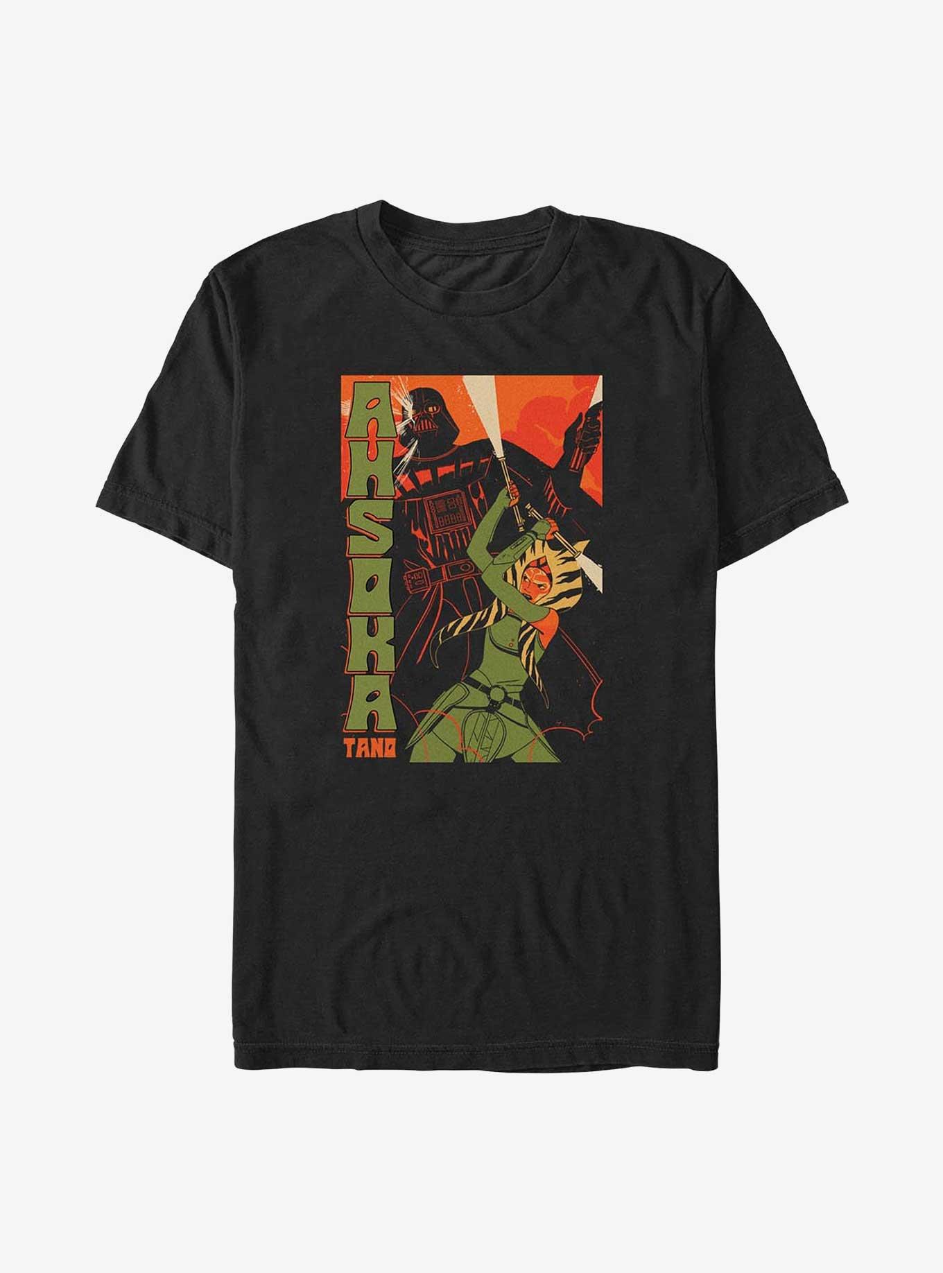 Star Wars Ahsoka Darth Vader Comic Style Battle Big & Tall T-Shirt, BLACK, hi-res
