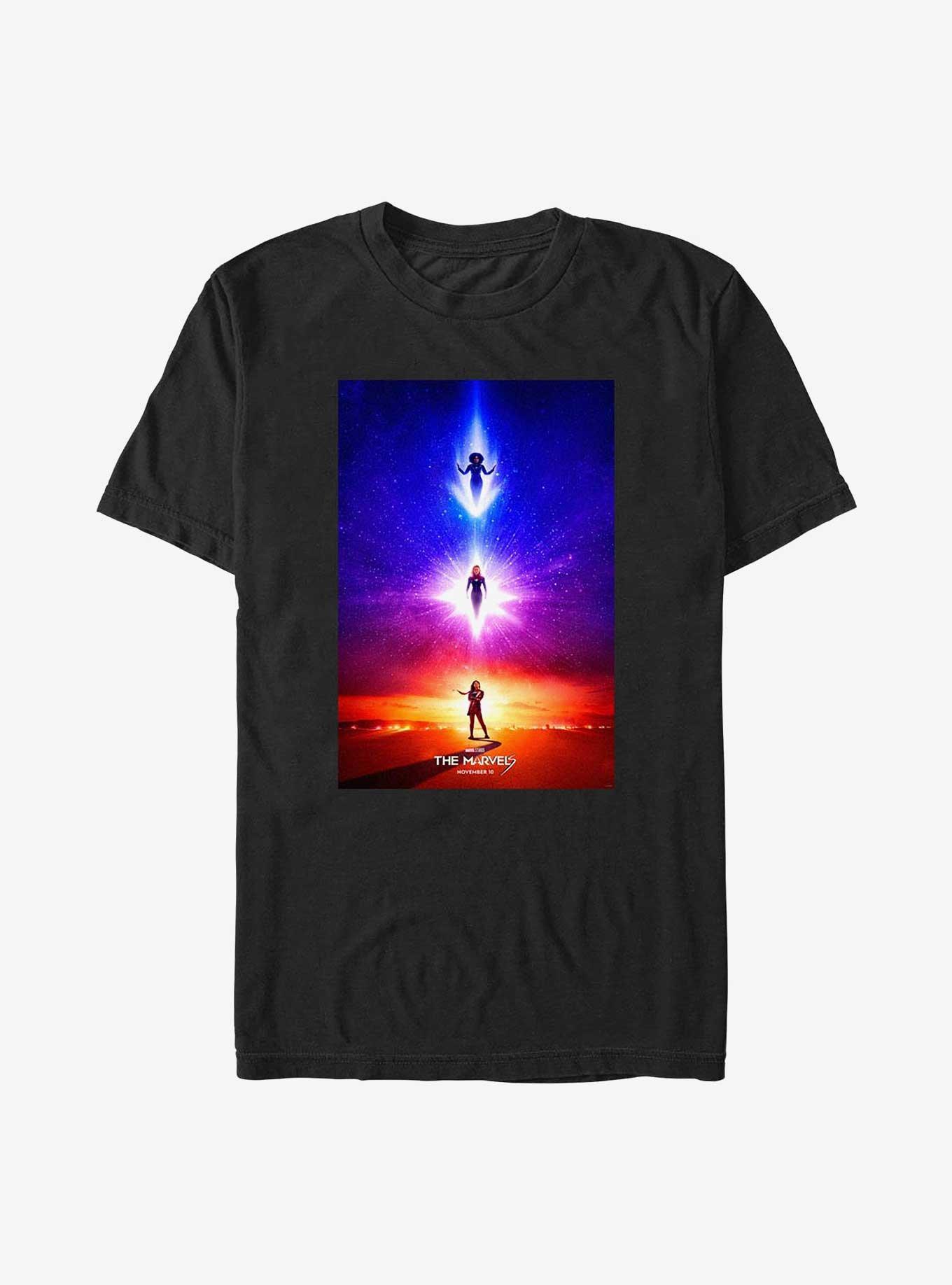 Marvel The Marvels Carol Danvers Kamala Khan Monica Rambeau Superhero Poster Big & Tall T-Shirt