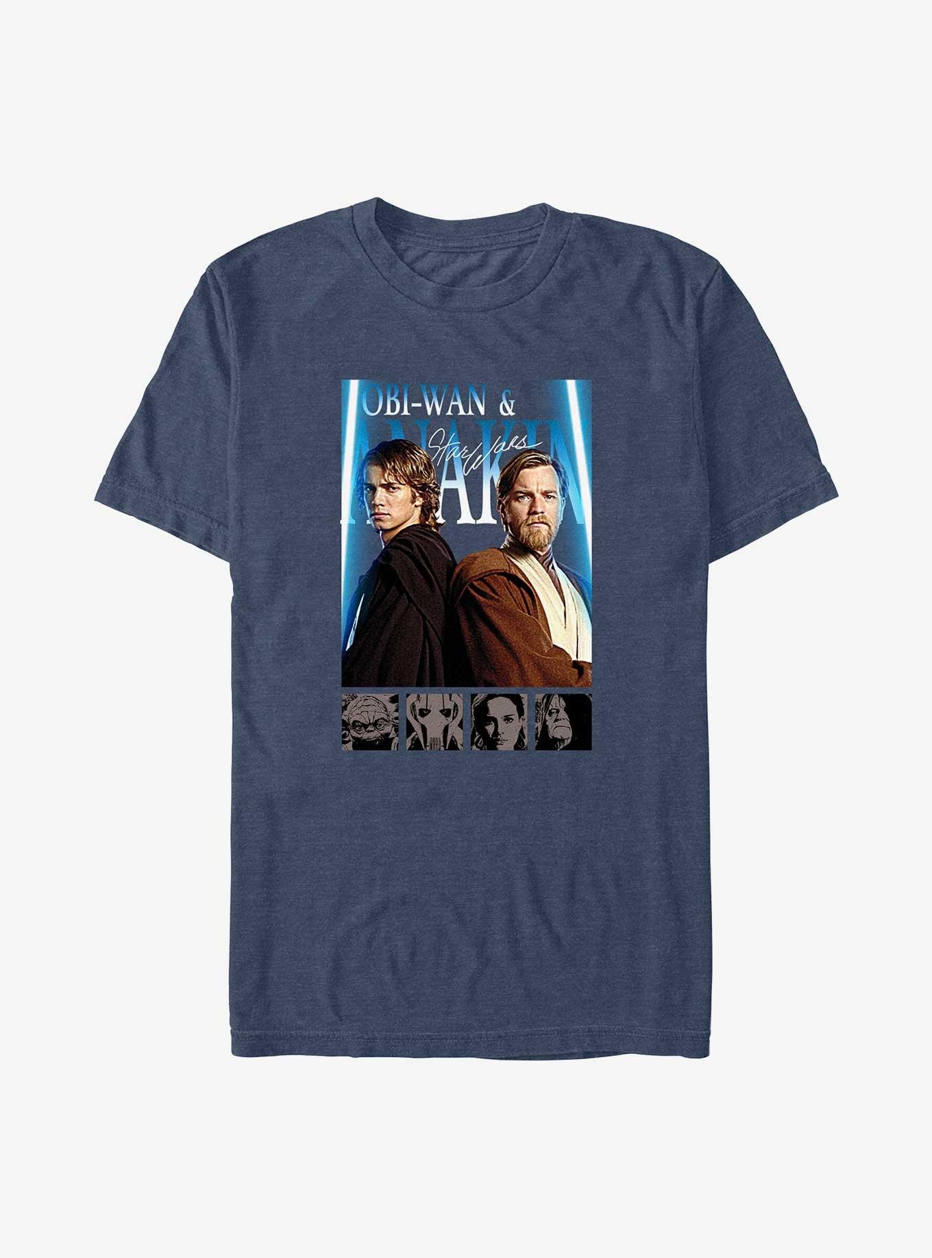 Star Wars Obi-Wan Kenobi and Anakin Skywalker Poster Big & Tall T-Shirt, NAVY HTR, hi-res