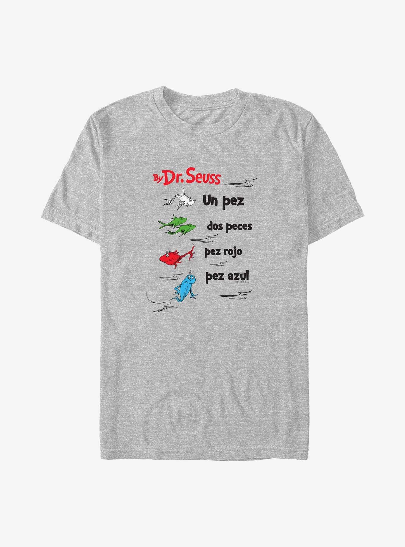 Dr. Seuss One Fish Two Fish Red Fish Blue Fish Spanish Big & Tall T-Shirt, ATH HTR, hi-res