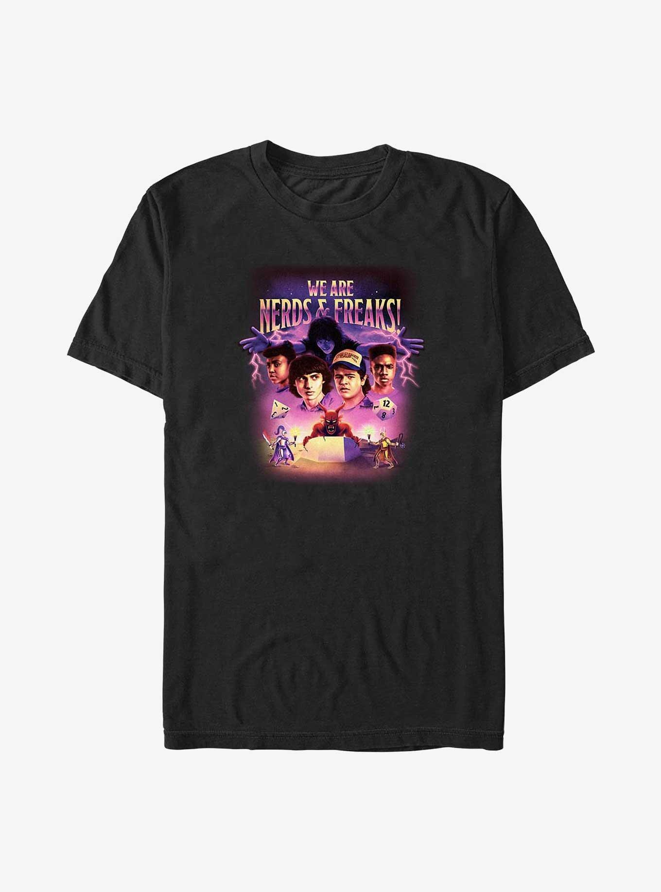 Stranger Things We Are Nerds & Freaks Hellfire Retro Big & Tall T-Shirt, , hi-res