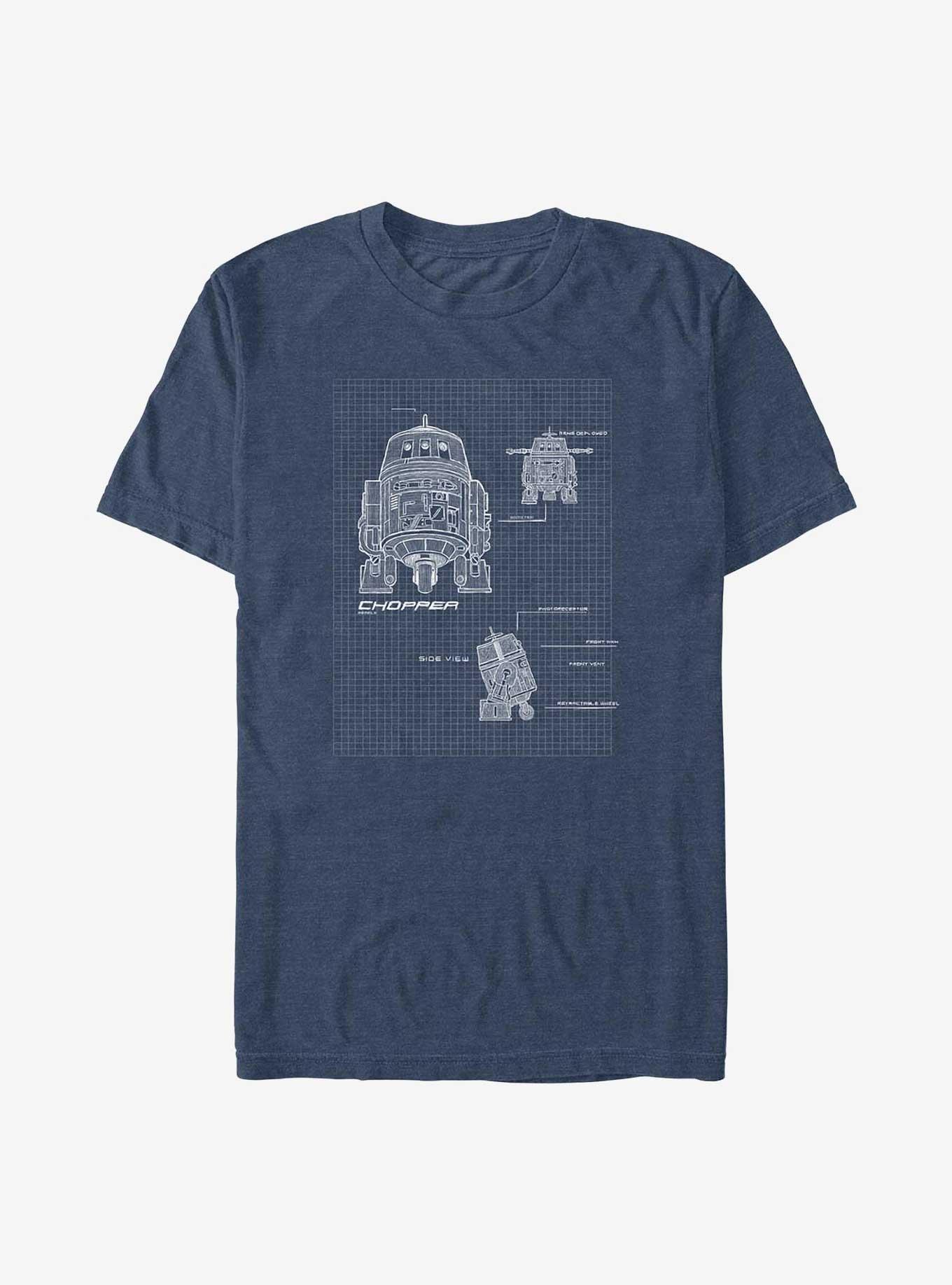 Star Wars: Rebels Chopper Schematics Blueprint Big & Tall T-Shirt, NAVY HTR, hi-res