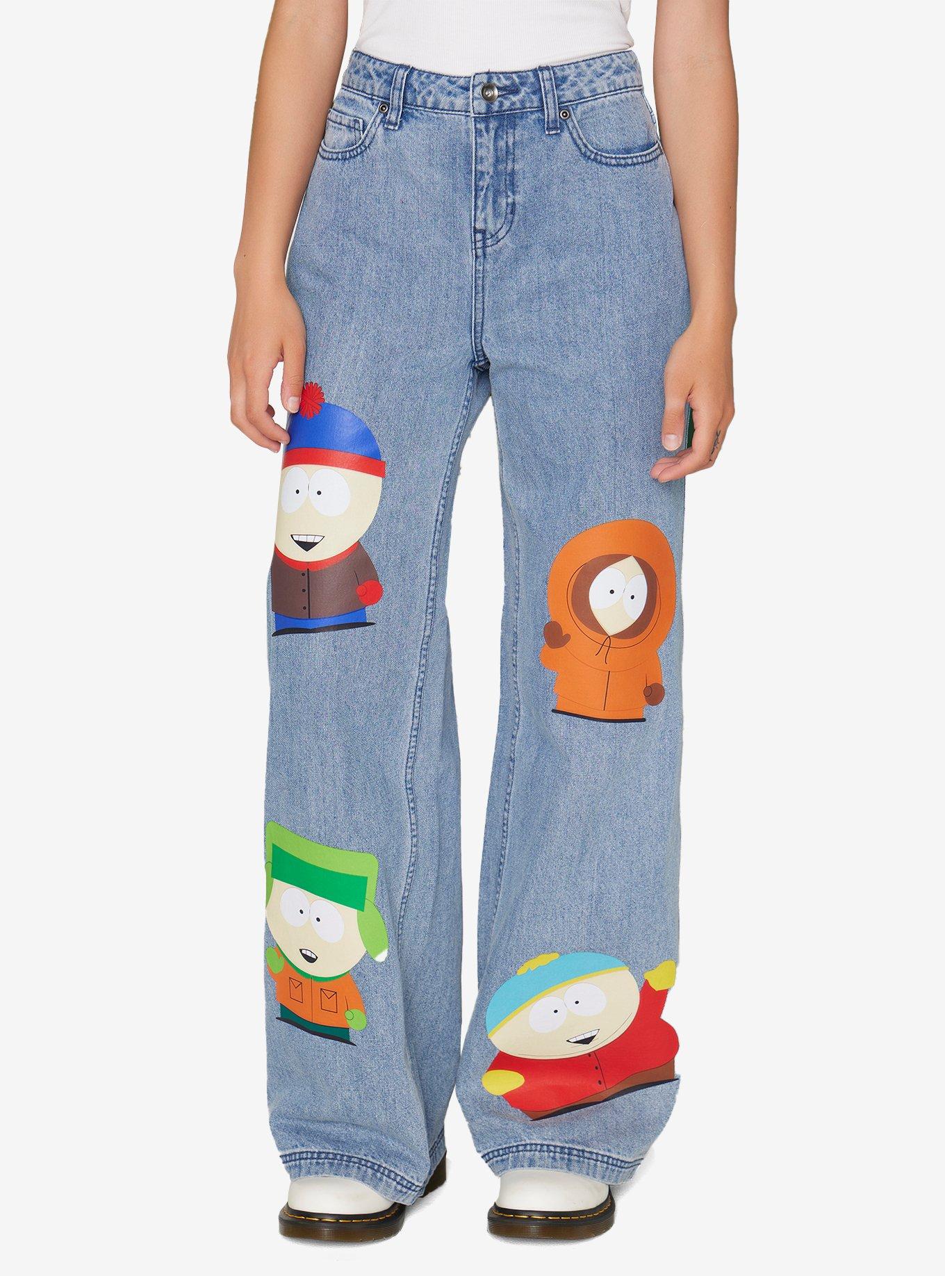 South Park Characters Wide Leg Denim Pants, INDIGO, hi-res