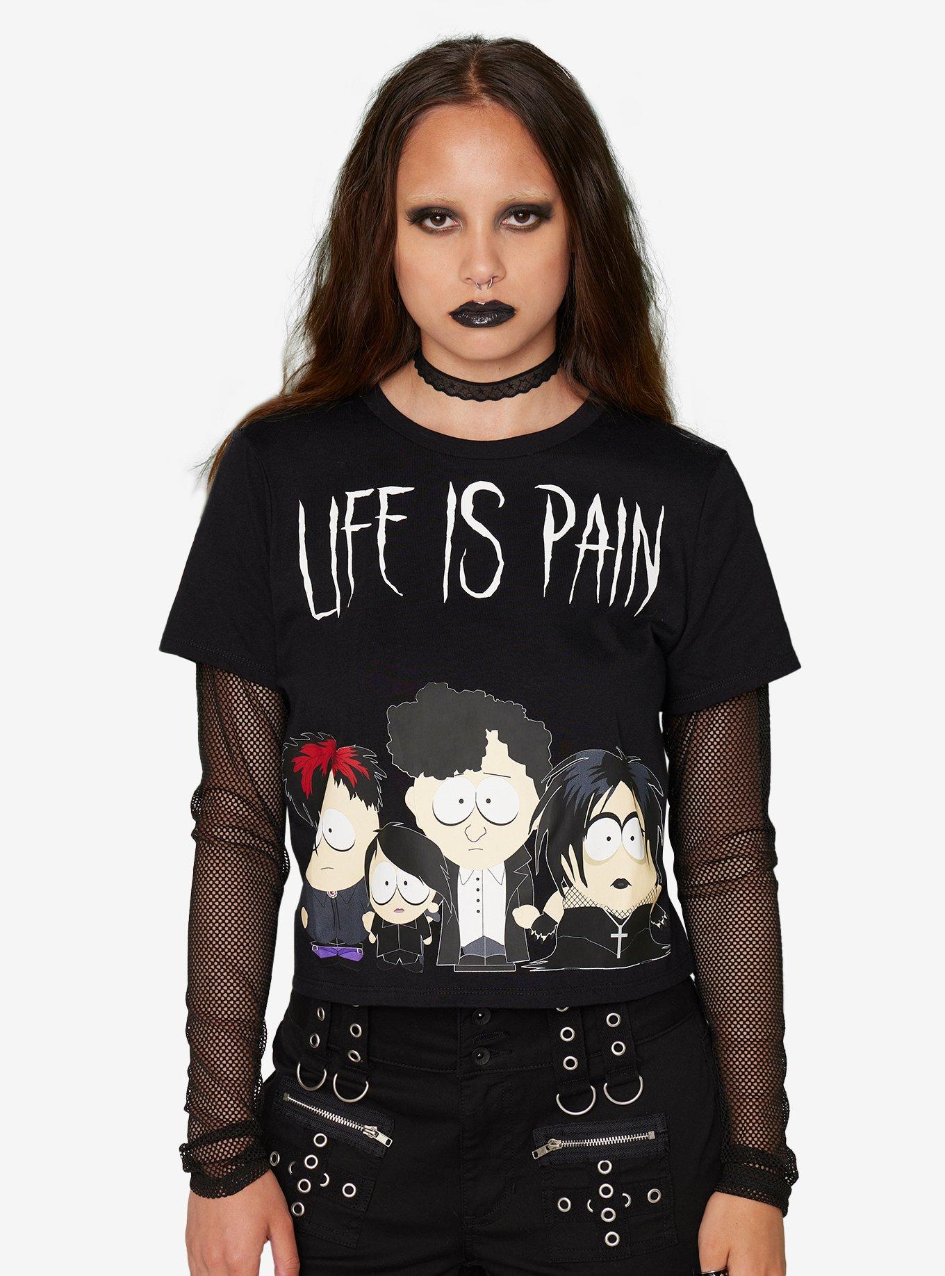 South Park Goth Kids Fishnet Girls Long-Sleeve Twofer | Hot Topic