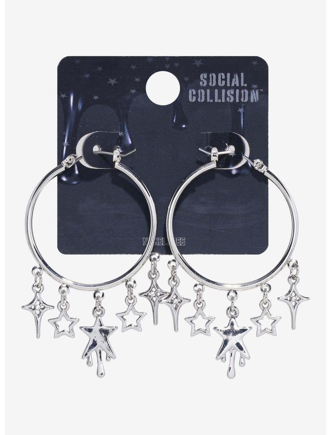 Social Collision® Drippy Star Hoop Earrings, , hi-res