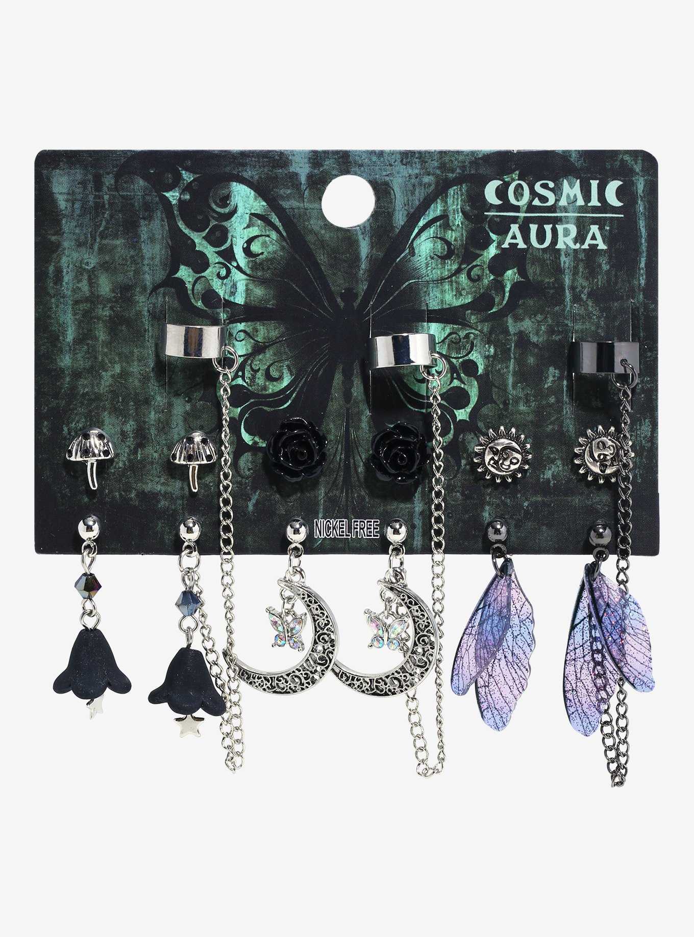 Cosmic Aura Dark Cottage Fairy Cuff Earring Set, , hi-res
