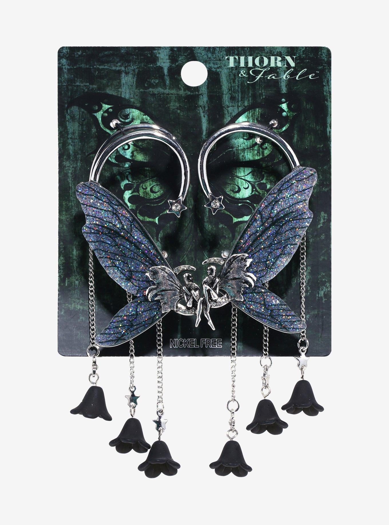 Thorn & Fable Dark Glitter Fairy Ear Cuff Set, , hi-res