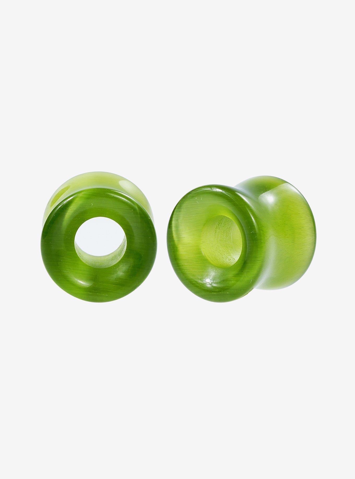 Stone Green Cat's Eye Eyelet Plug 2 Pack, MULTI, hi-res