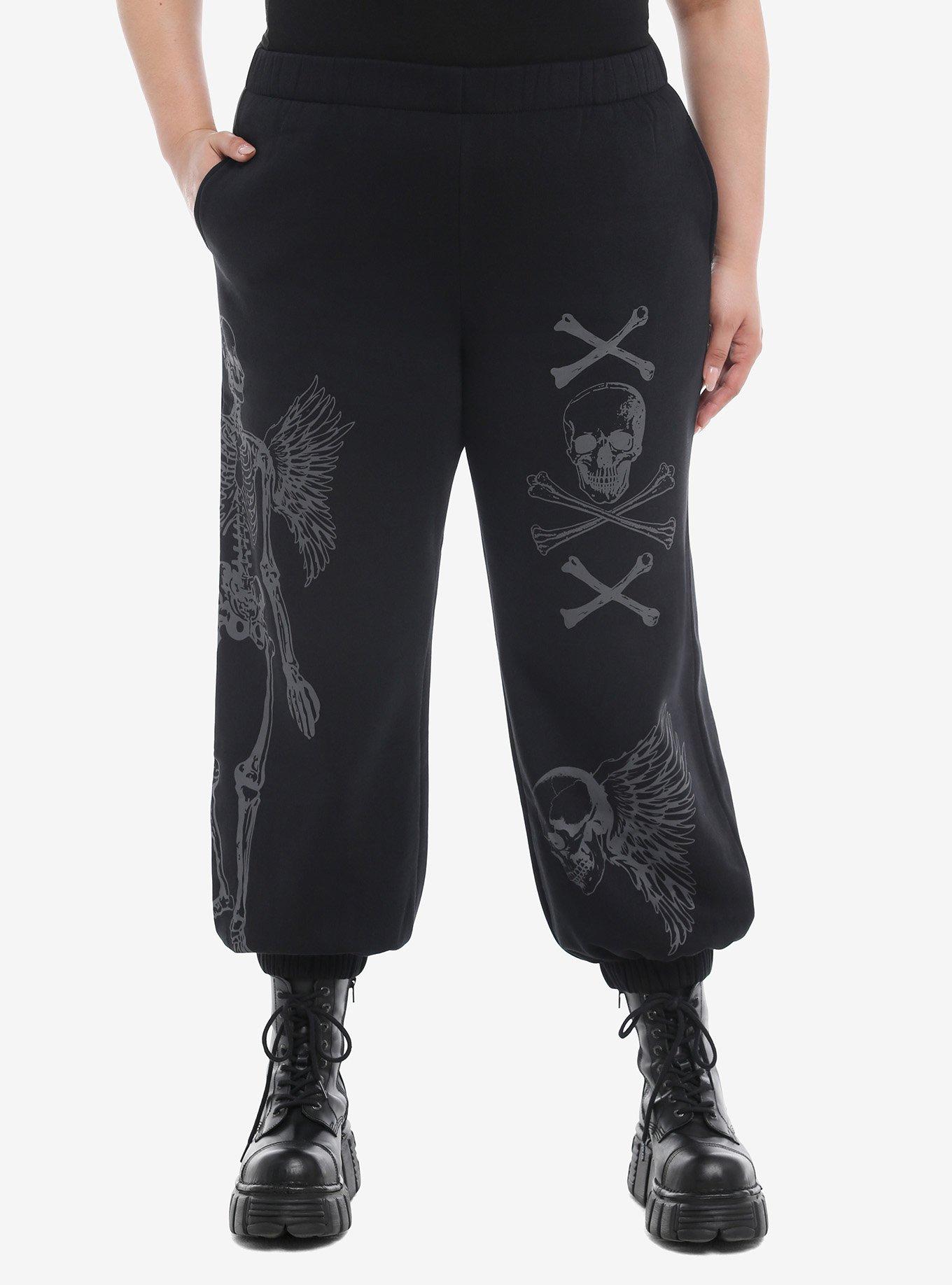 Skeletons Girls Jogger Sweatpants Plus Size, BLACK, hi-res