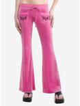 Sweet Society Pink Glitter Butterflies Velvet Girls Lounge Pants, PINK, hi-res