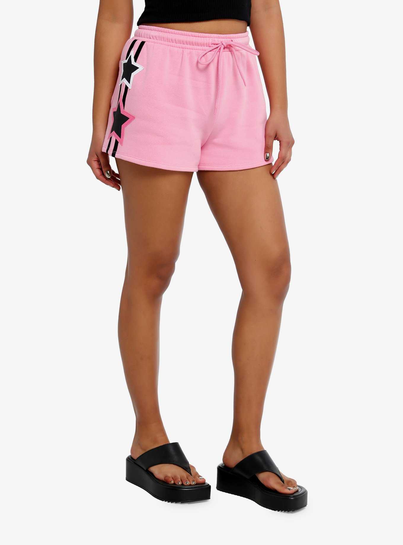 Pink & White Stars Stripe Lounge Shorts, , hi-res
