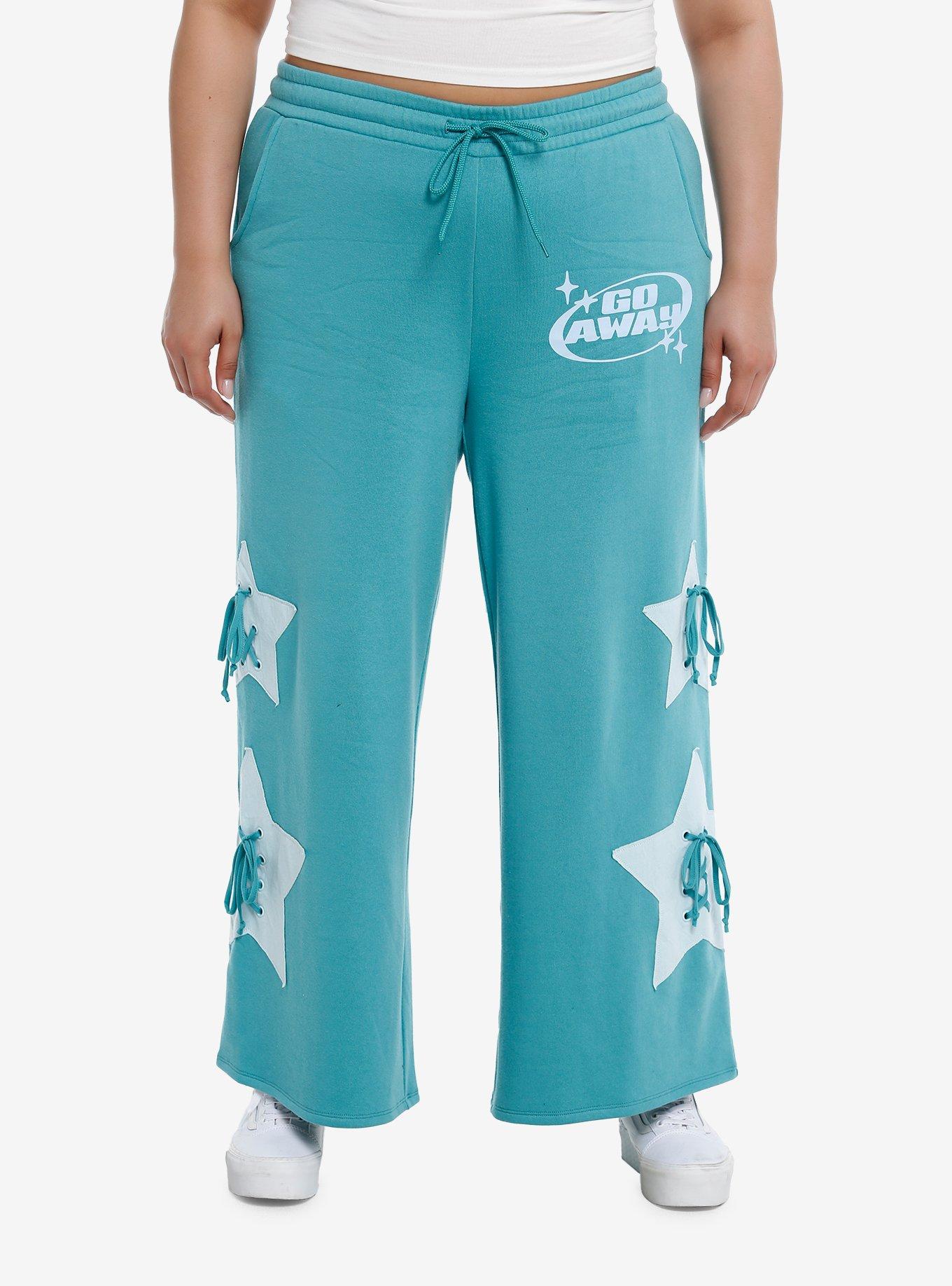 Sweet Society® Teal Star Lace-Up Wide Leg Girls Lounge Pants Plus Size, , hi-res