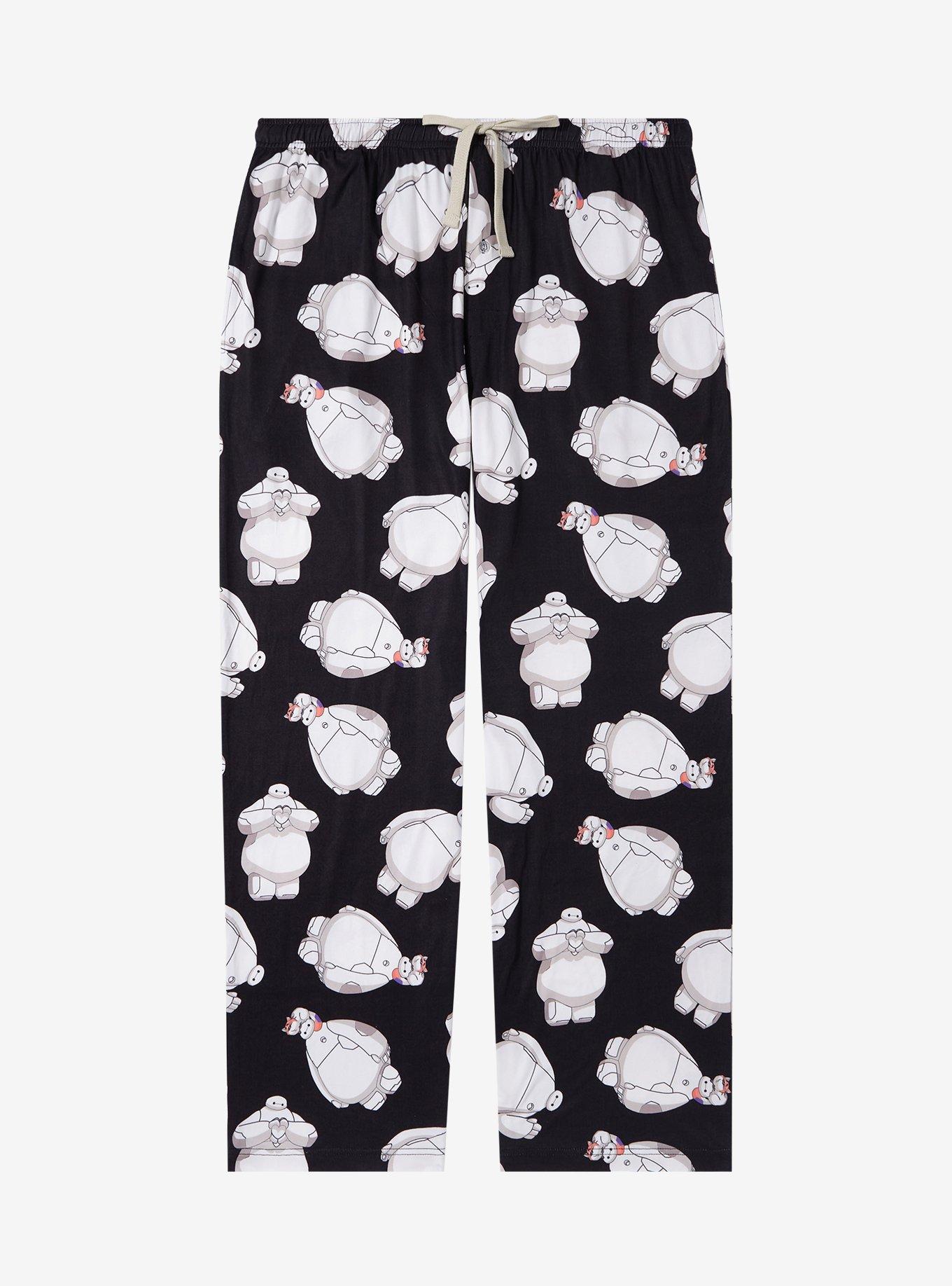 Disney Big Hero 6 Baymax and Mochi Allover Print Sleep Pants — BoxLunch Exclusive, BLACK, hi-res