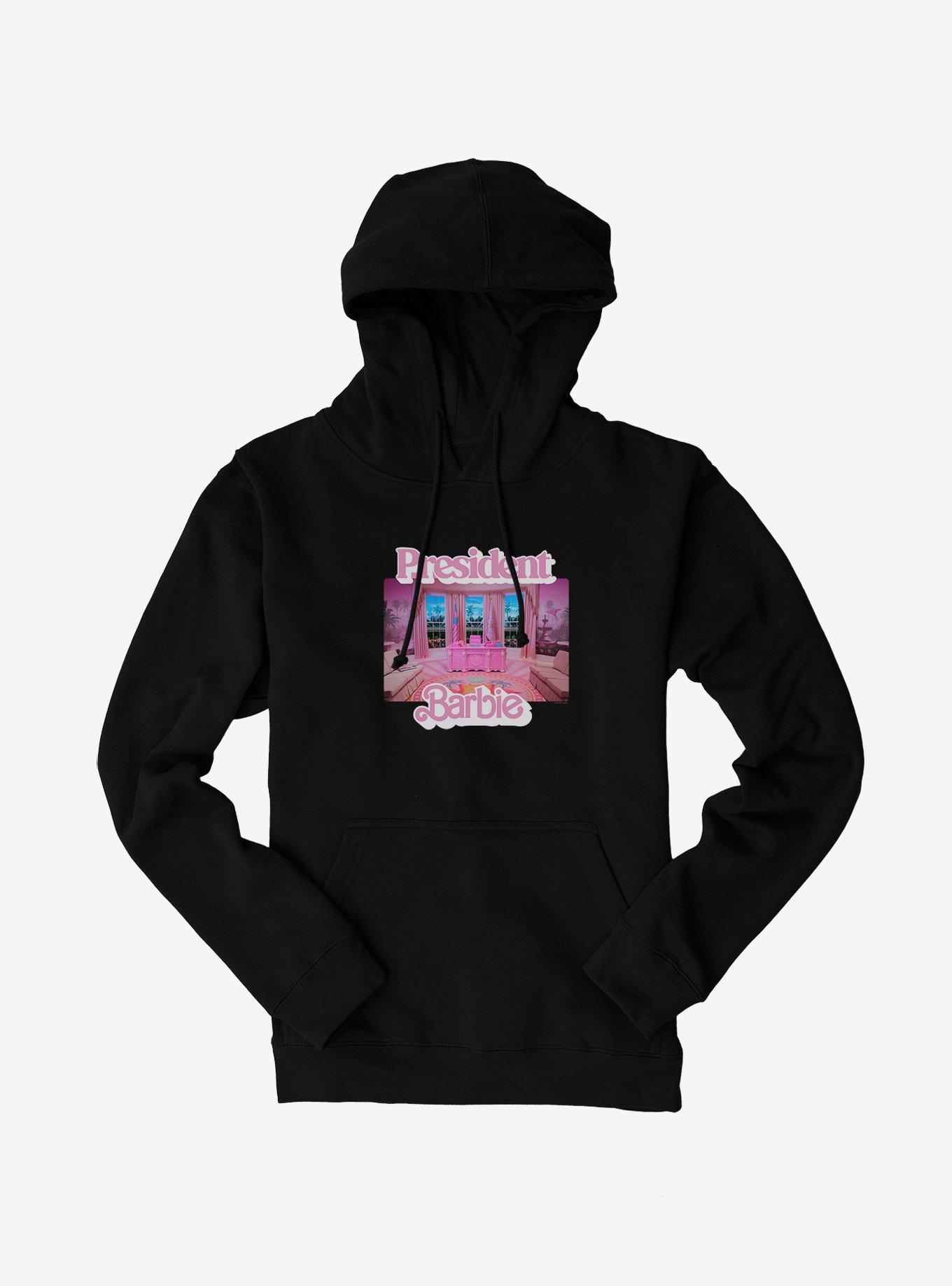 Barbie Movie President Barbie Pink Oval Office Hoodie - BLACK | Hot Topic