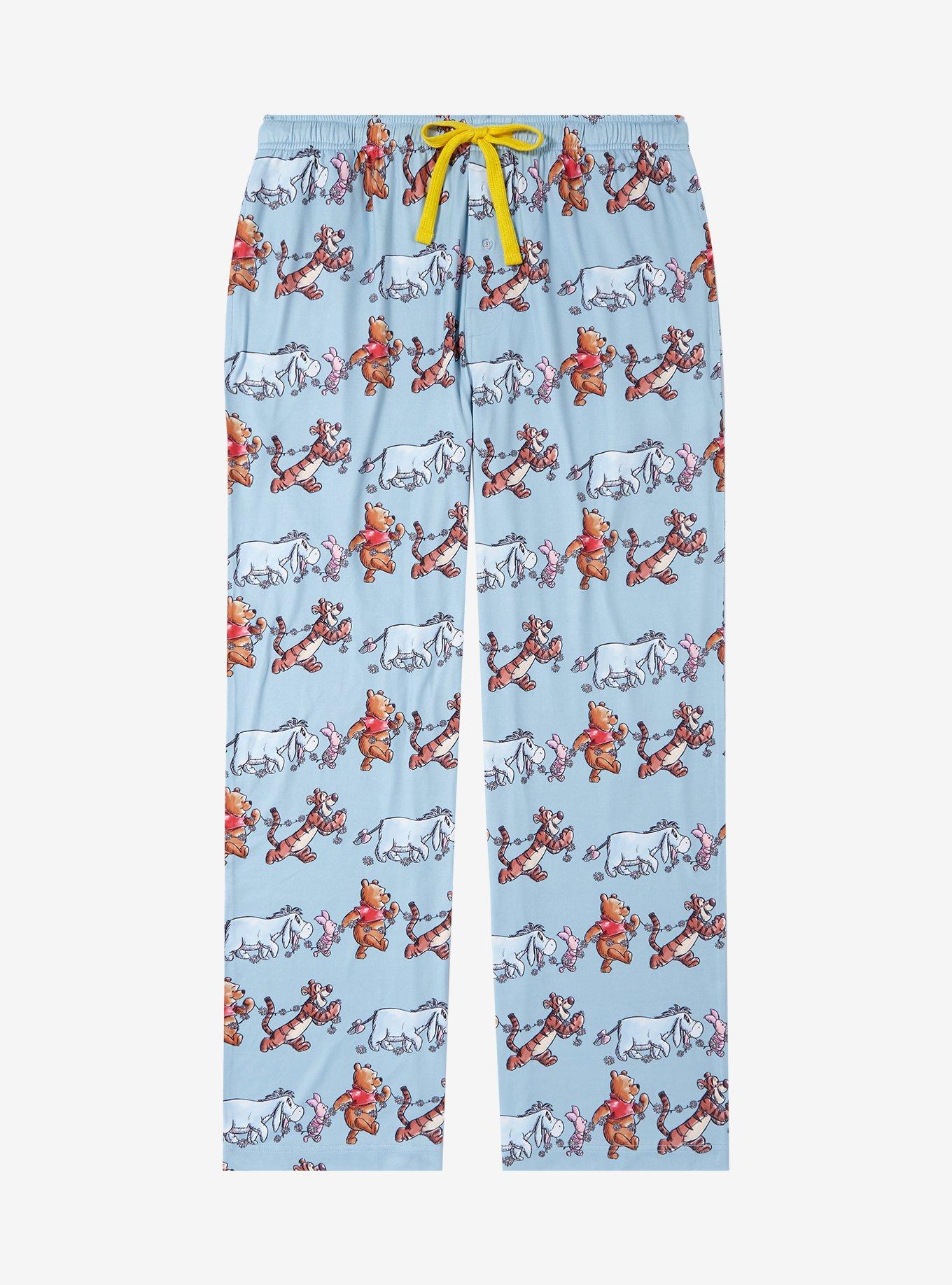 Disney Winnie the Pooh and Friends Marching Allover Print Sleep Pants — BoxLunch Exclusive, LIGHT BLUE, hi-res