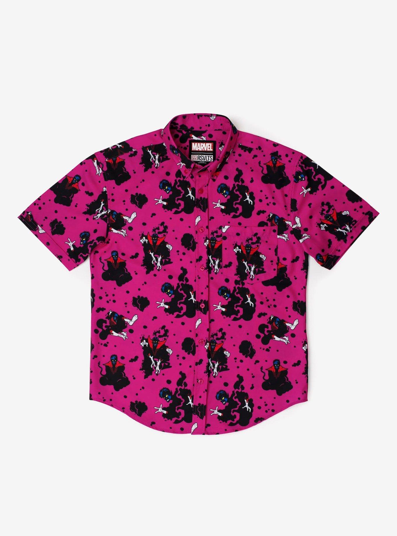 RSVLTS x Marvel X-Men "BAMF!" Button-Up Shirt, PINK, hi-res