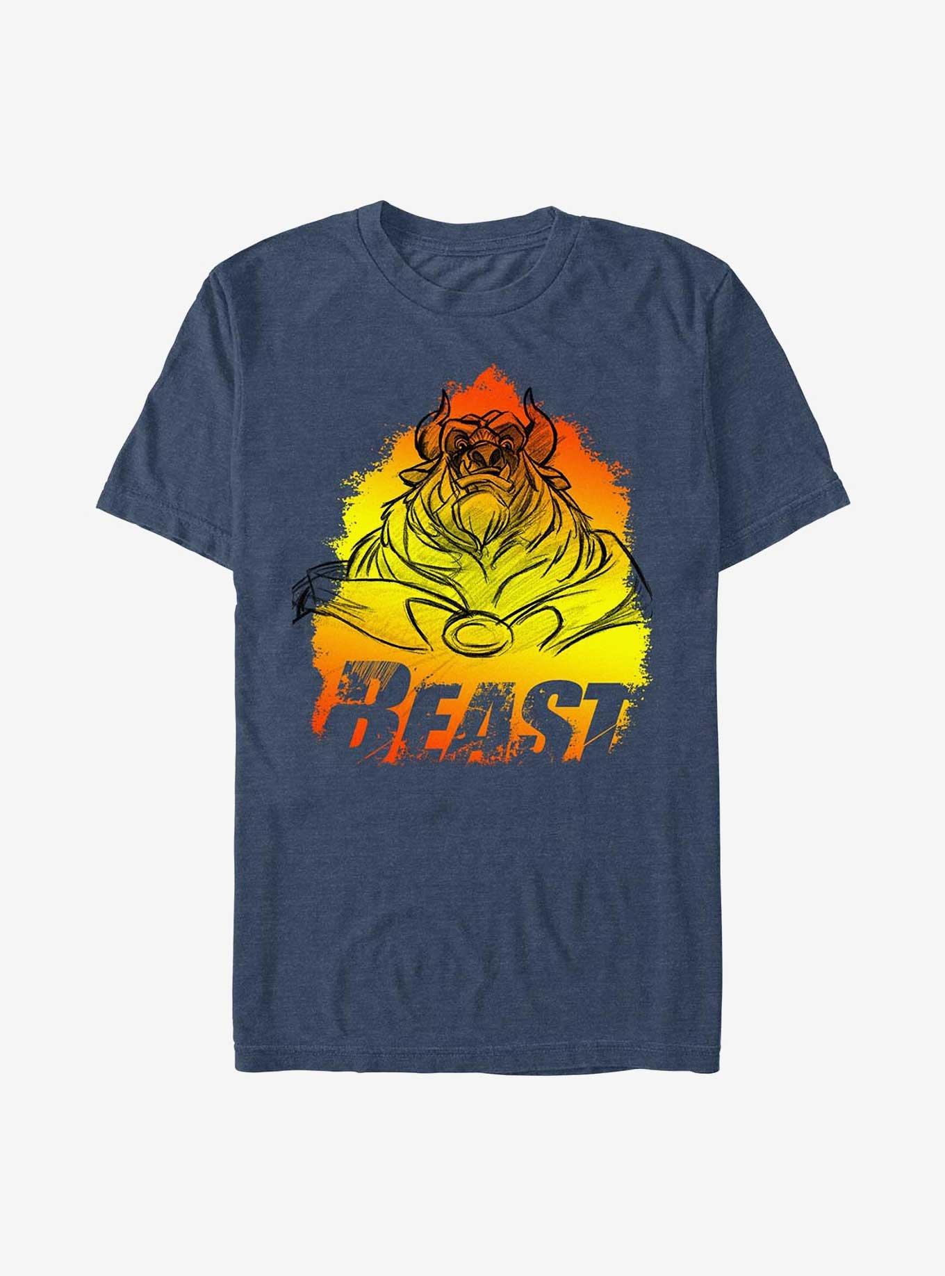 Disney Beauty and the Beast Flame Beast T-Shirt, NAVY HTR, hi-res