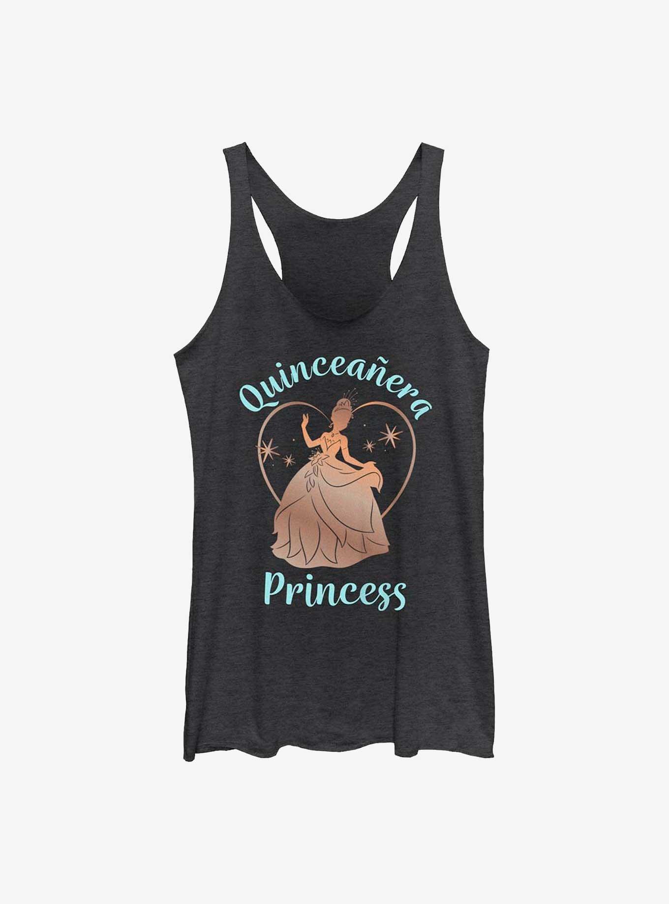 Disney The Princess and the Frog Birthday Quinceanera Princess Tiana Girls Tank, BLK HTR, hi-res