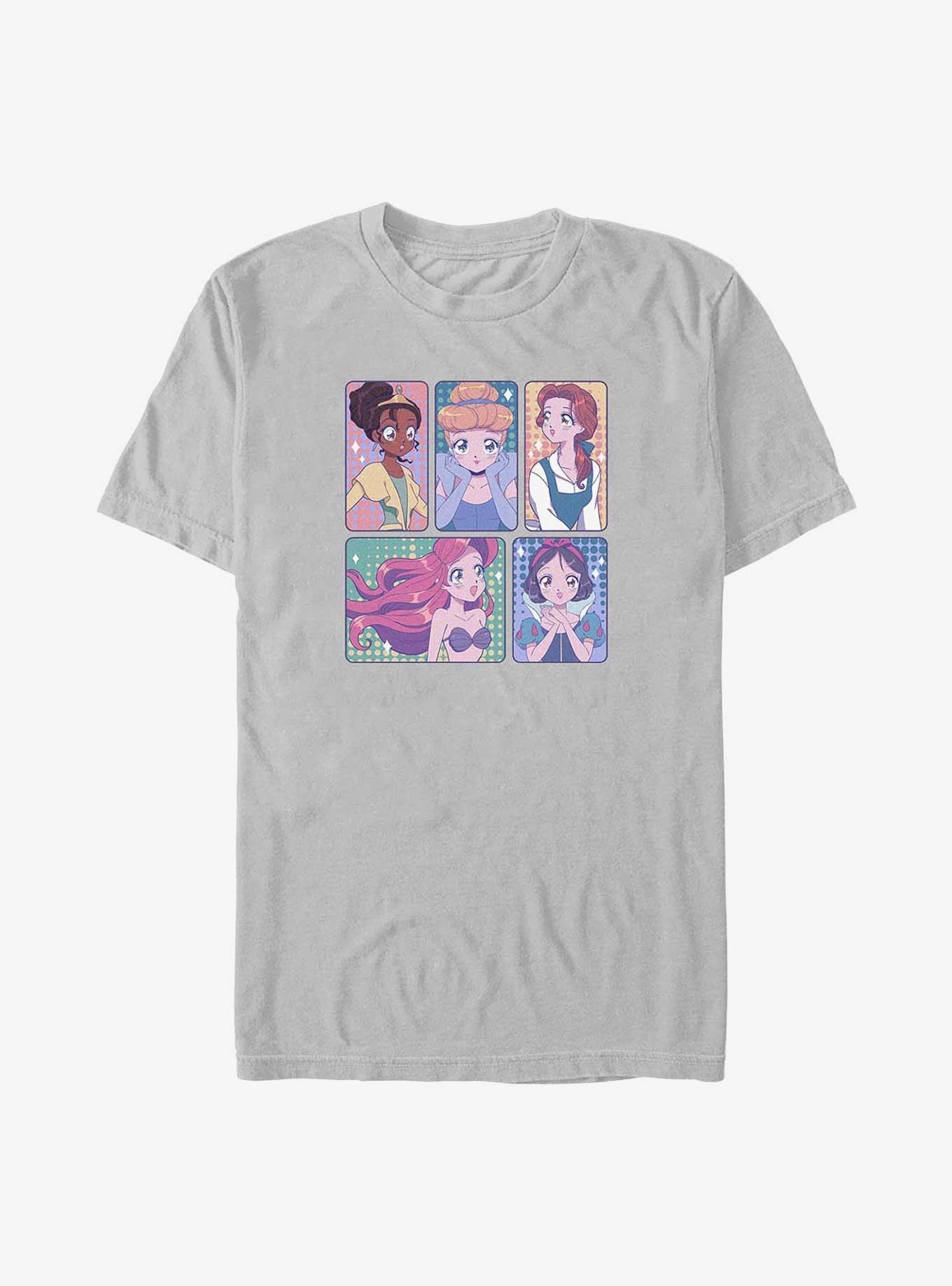 Disney Snow White and the Seven Dwarfs Anime Style Princess Panels T-Shirt, SILVER, hi-res