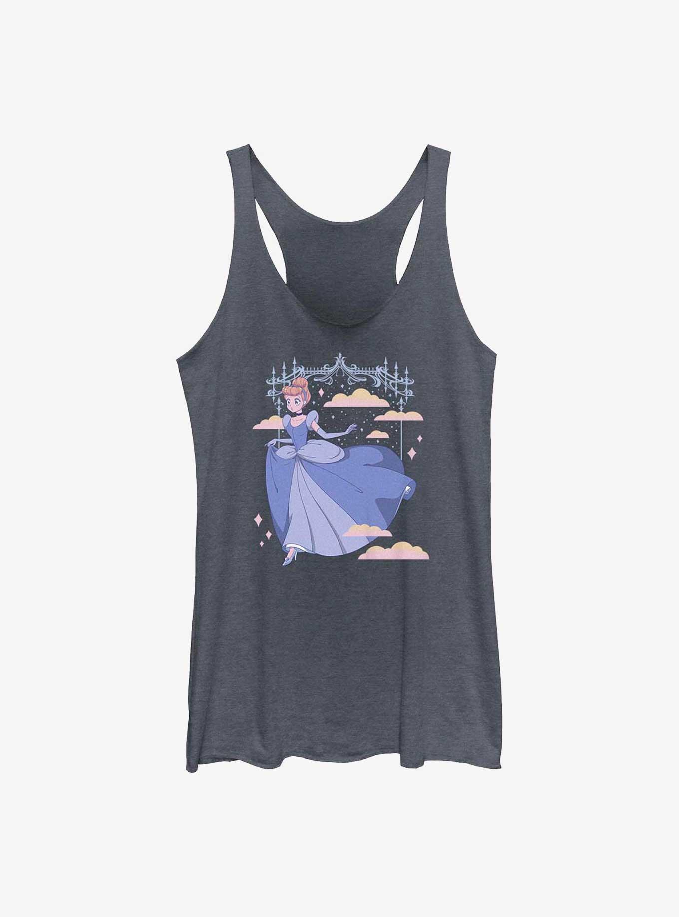 Disney Cinderella Anime Style Princess Slipper Girls Tank, NAVY HTR, hi-res