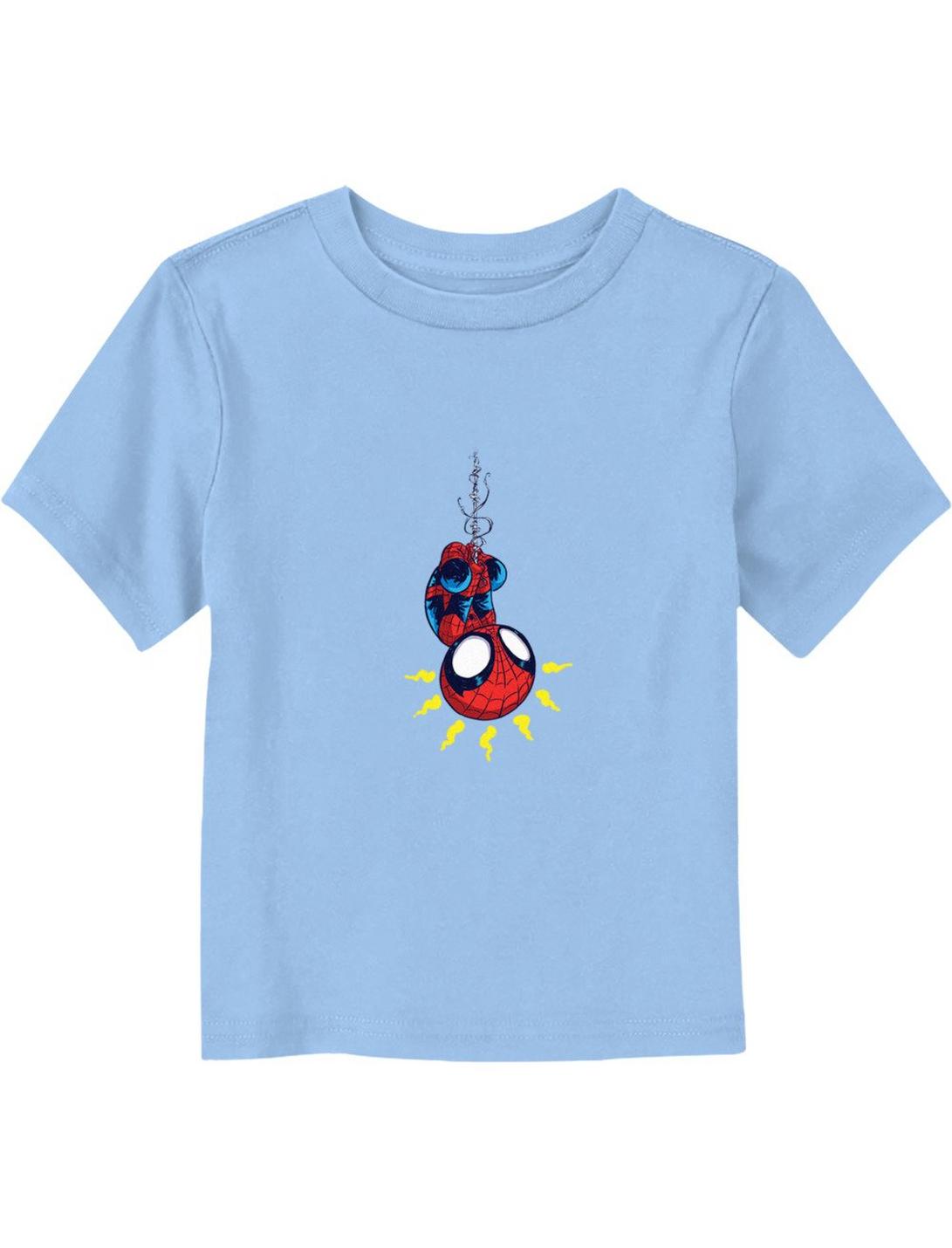 Marvel Spider-Man Upside Down Web Spidey Toddler T-Shirt, LT BLUE, hi-res