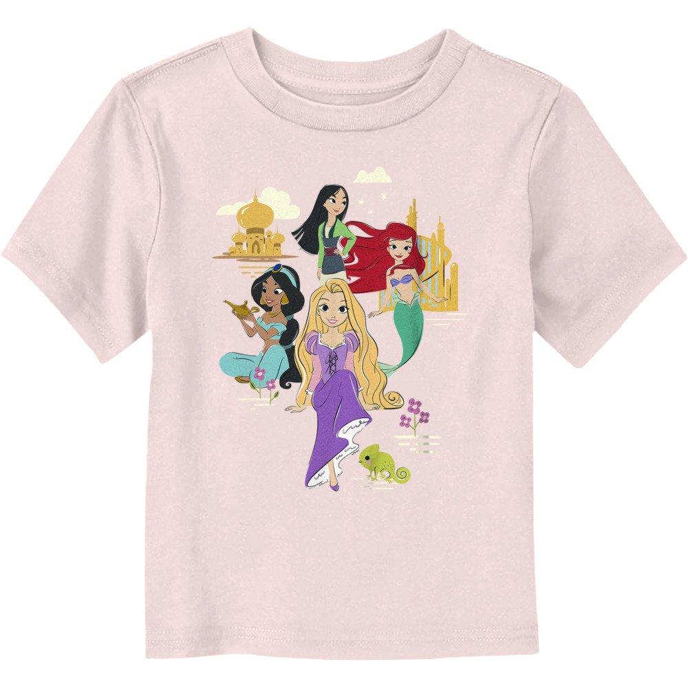 Disney Princesses Mulan Ariel Jasmine & Rapunzel Toddler T-Shirt, LIGHT PINK, hi-res